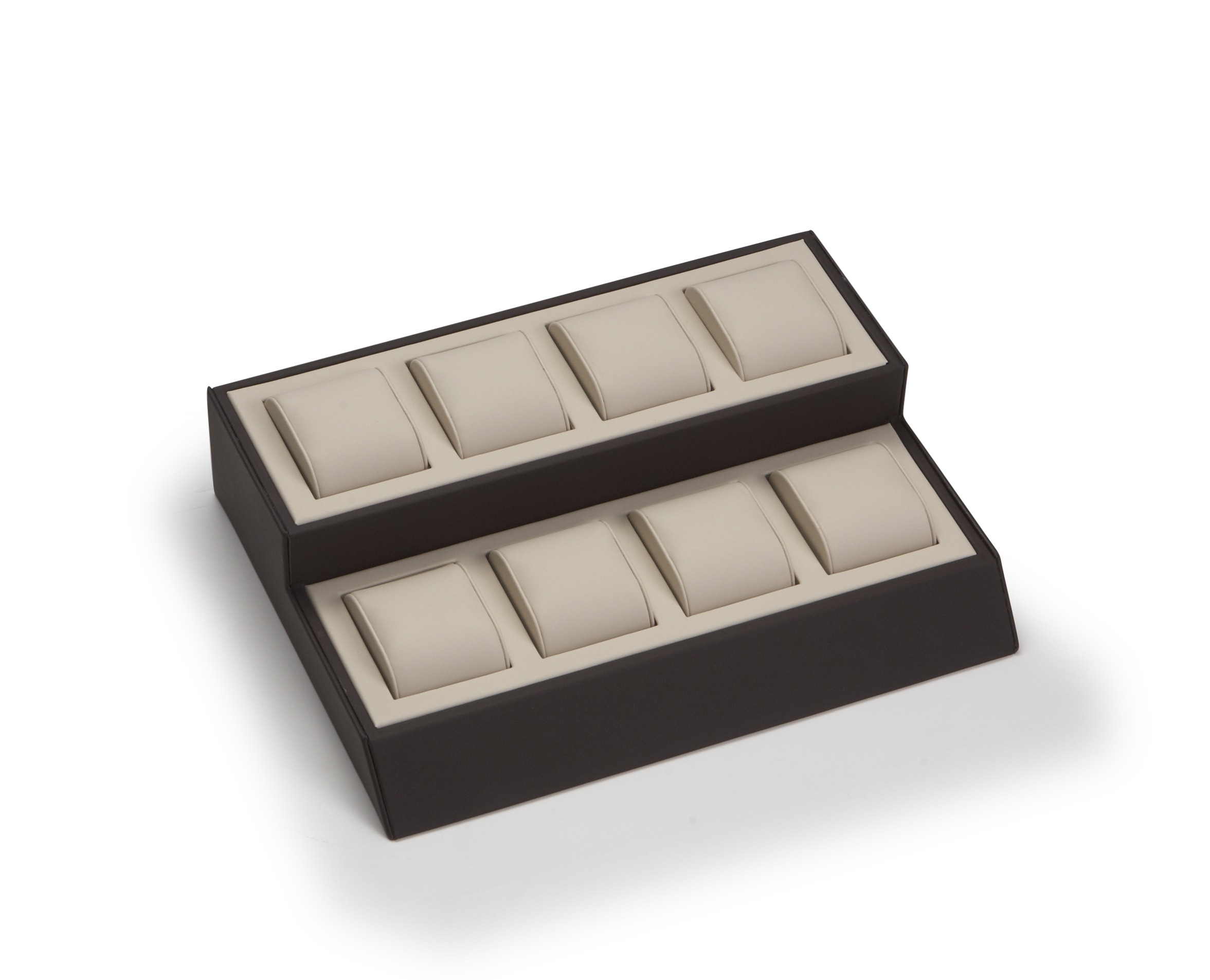 Chocolate/Beige Leatherette 8 Watch Display