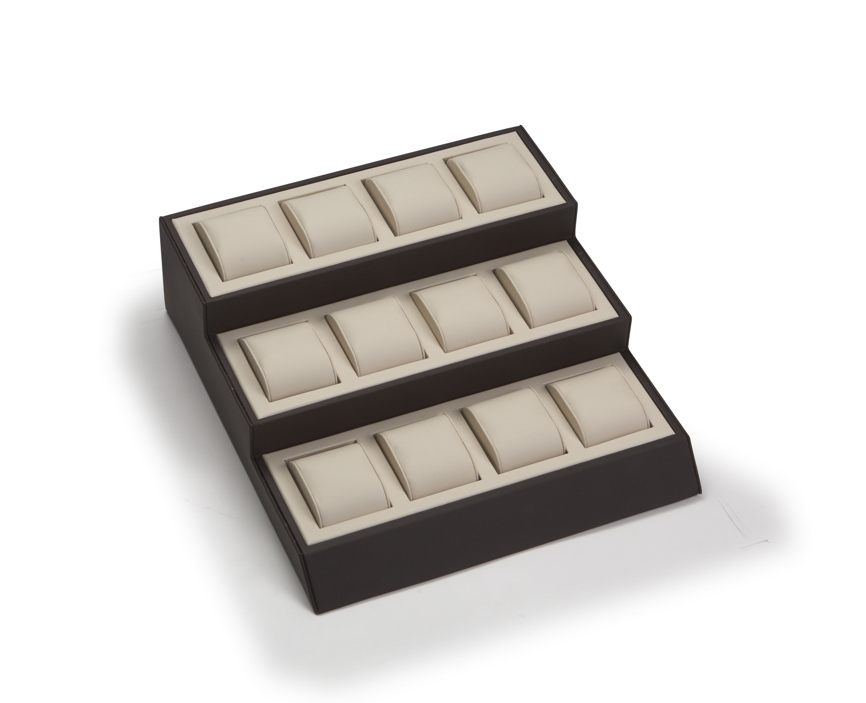 Chocolate/Beige Leatherette 12 Watch Display