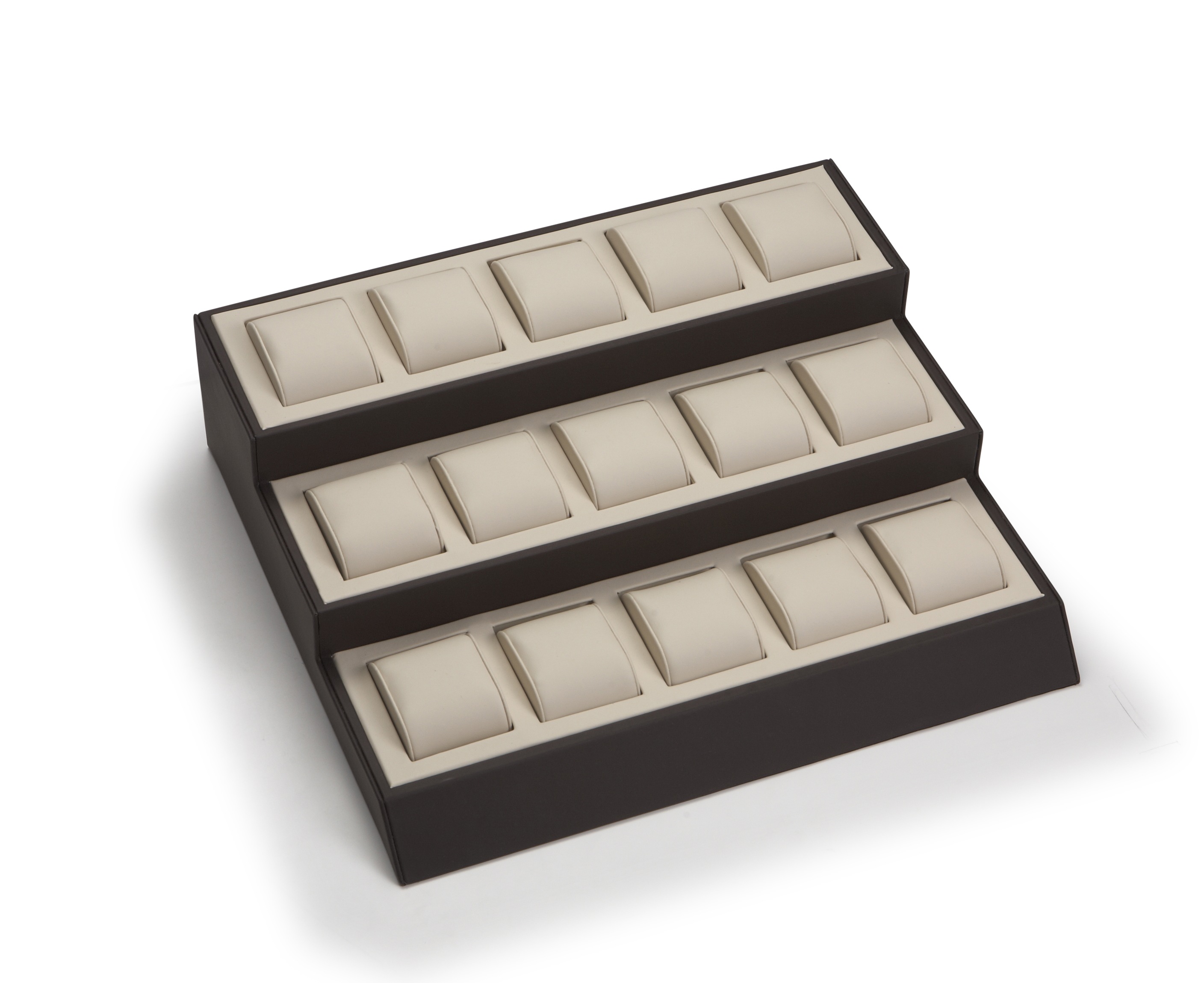 Chocolate/Beige Leatherette 15 Watch Display