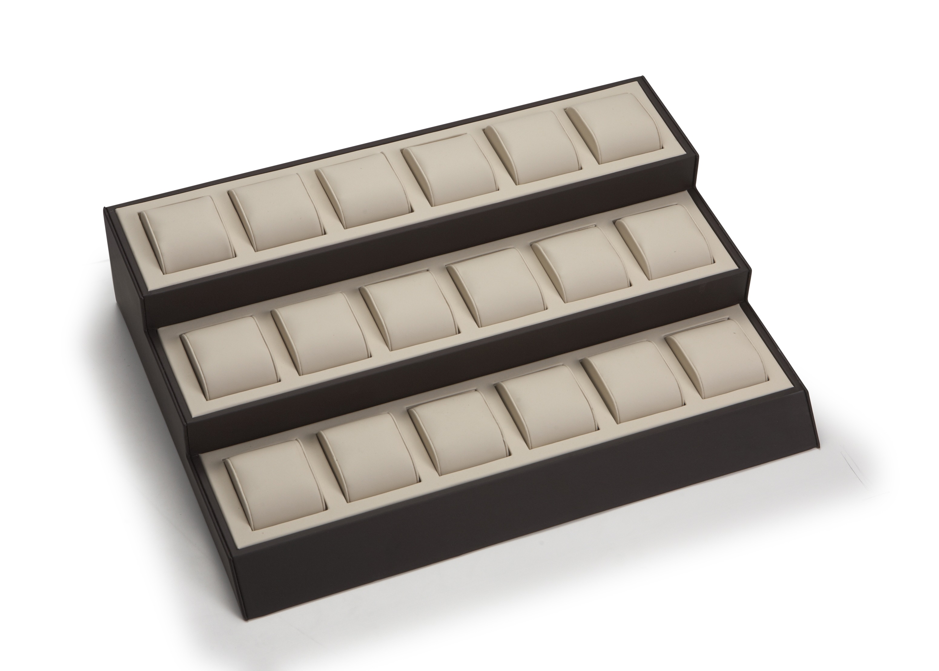 Chocolate/Beige Leatherette 18 Watch Display