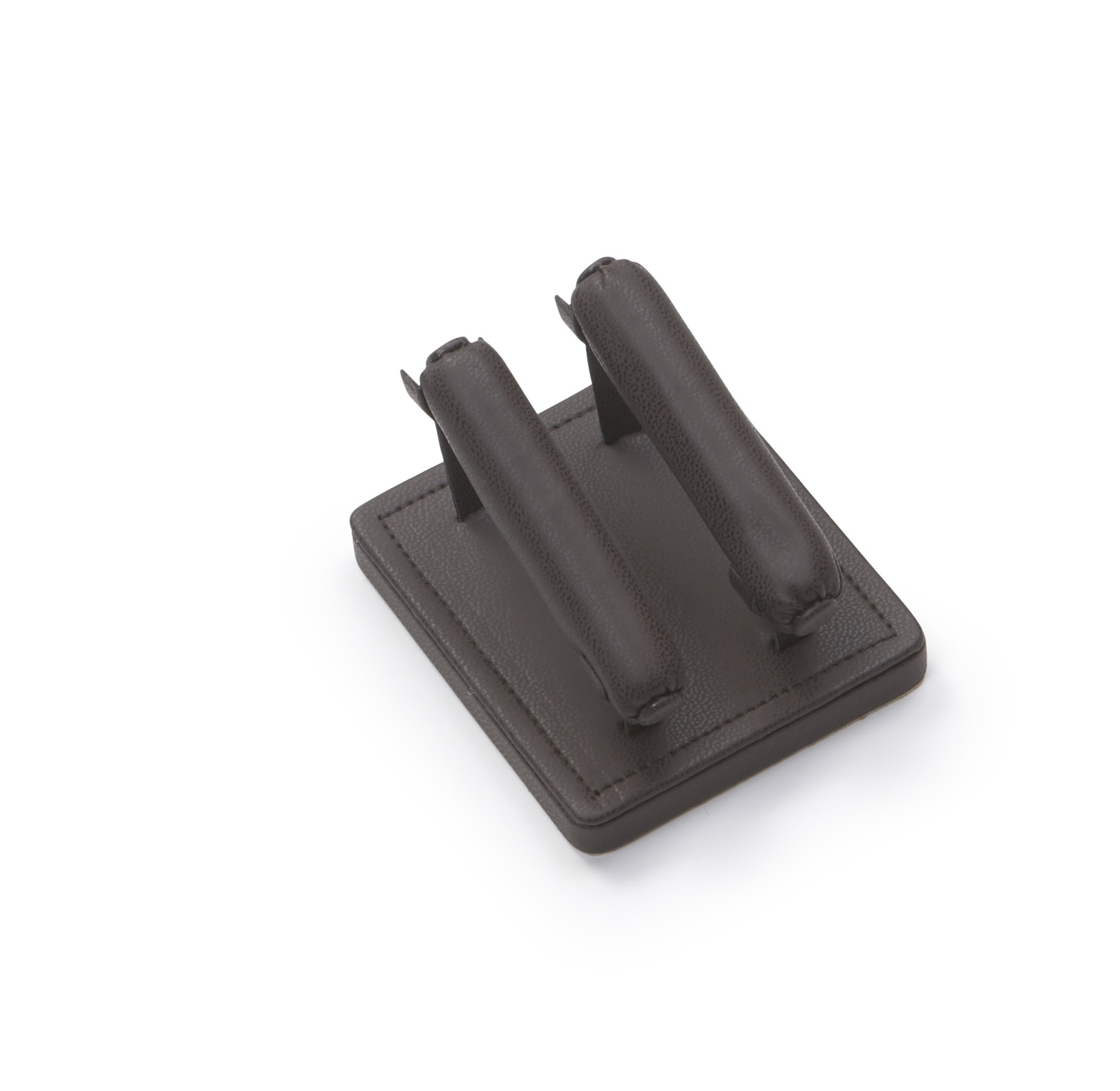 Chocolate Leatherette Long 2 Ring Stand