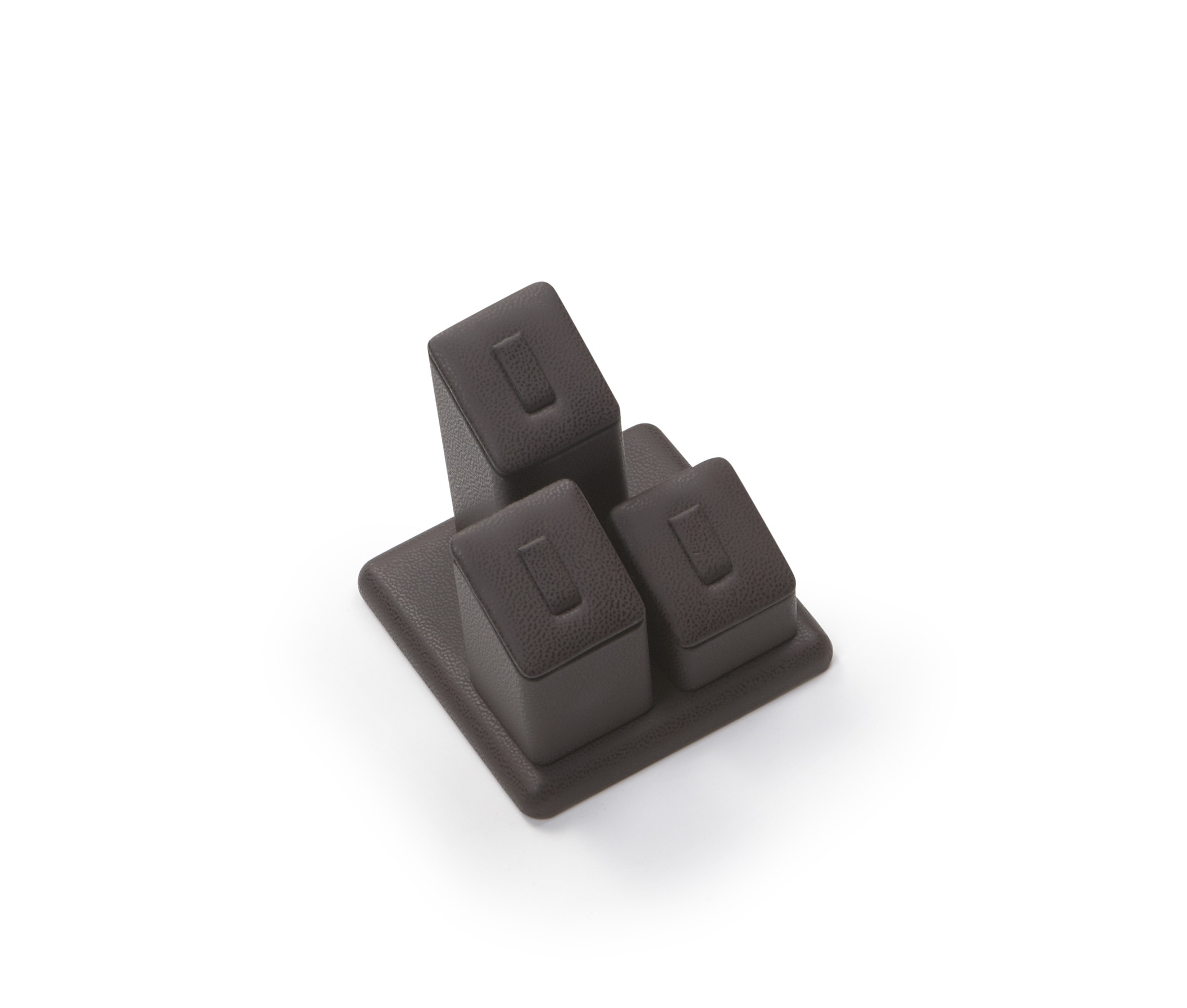 Chocolate Leatherette 3 Clip Ring Stand