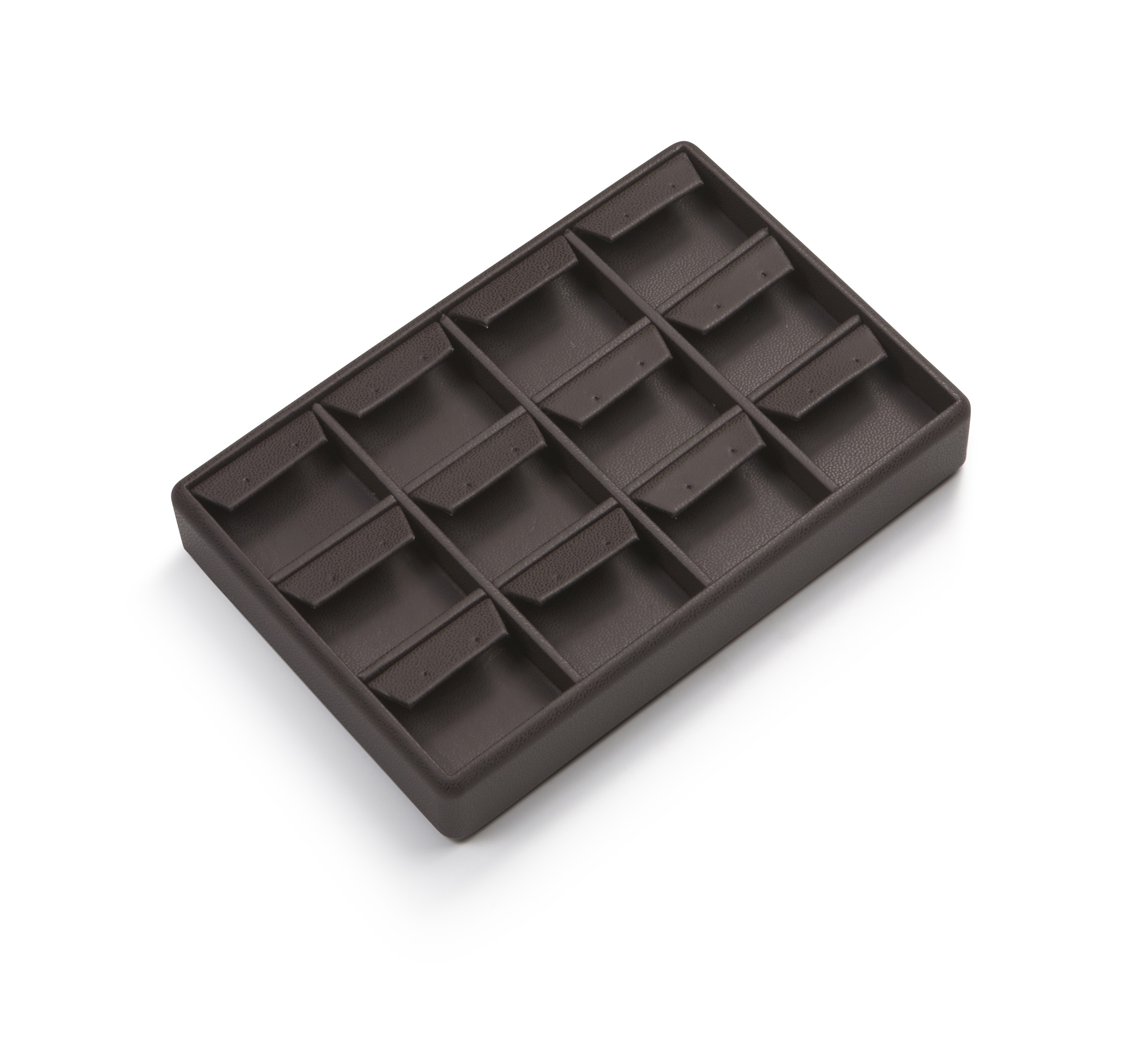 Chocolate Leatherette 12 Earring Tray