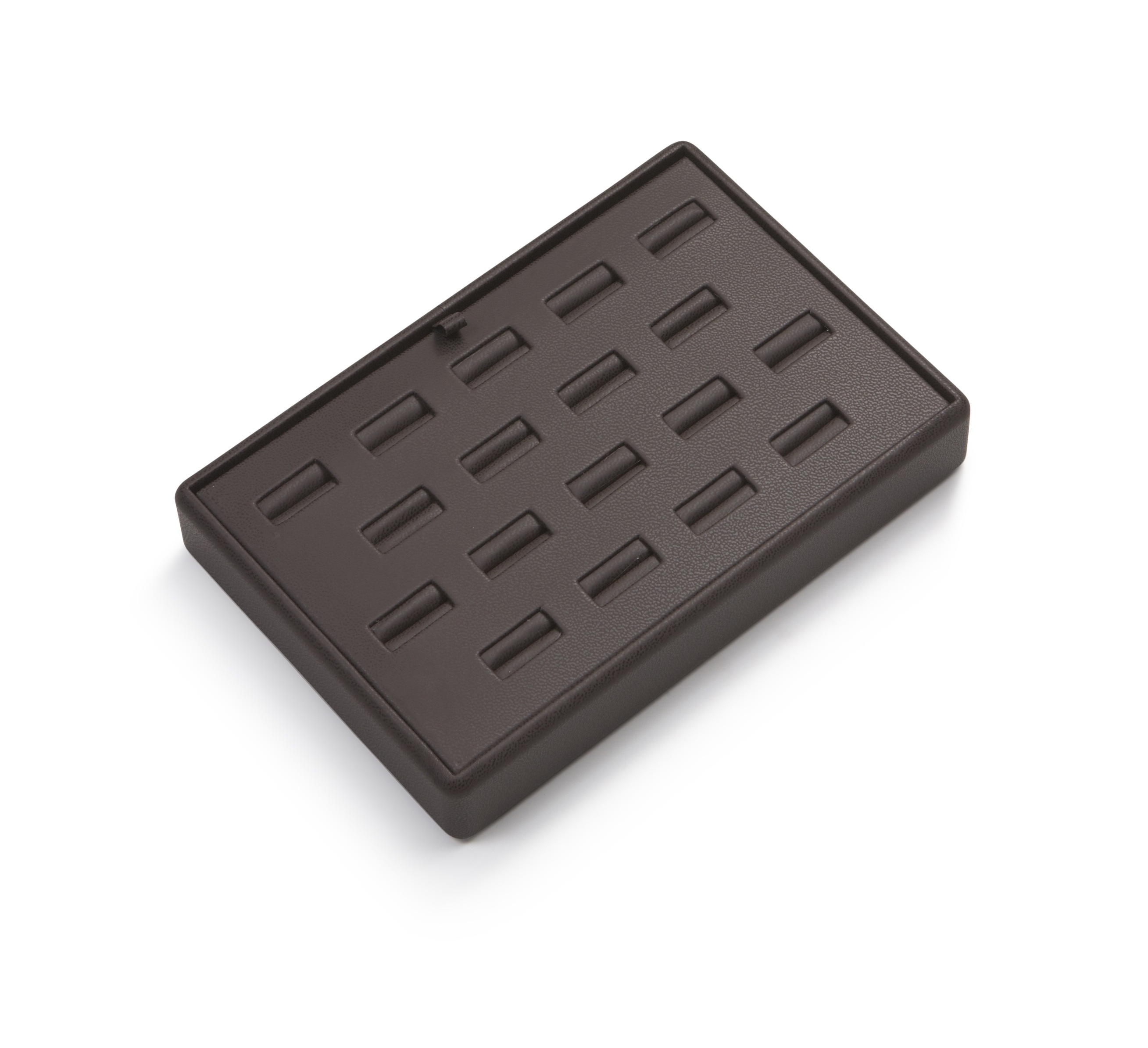 Chocolate Leatherette 18 Slot Ring Tray
