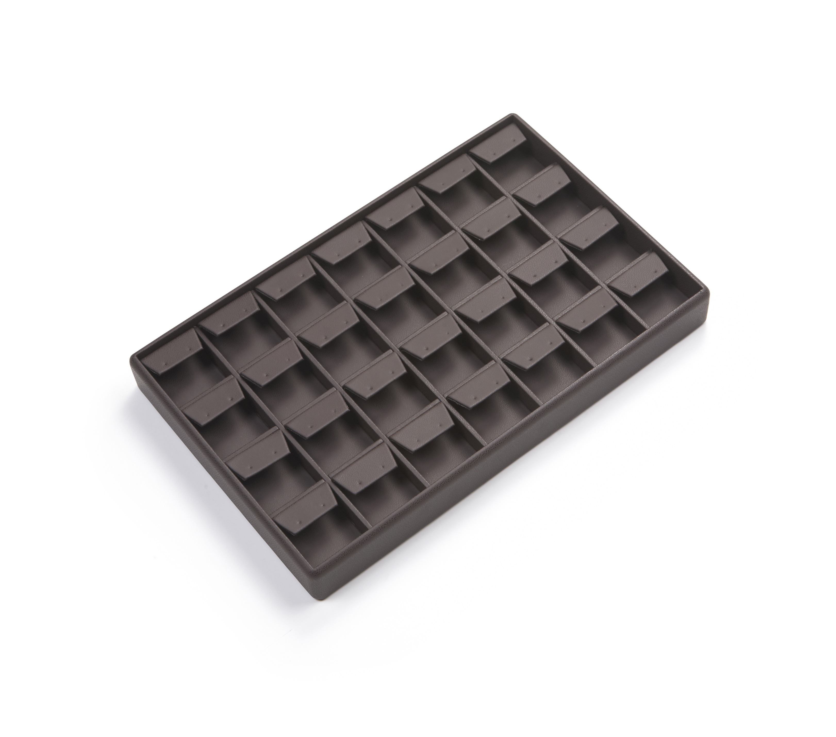 Chocolate Leatherette 28 Earring Tray