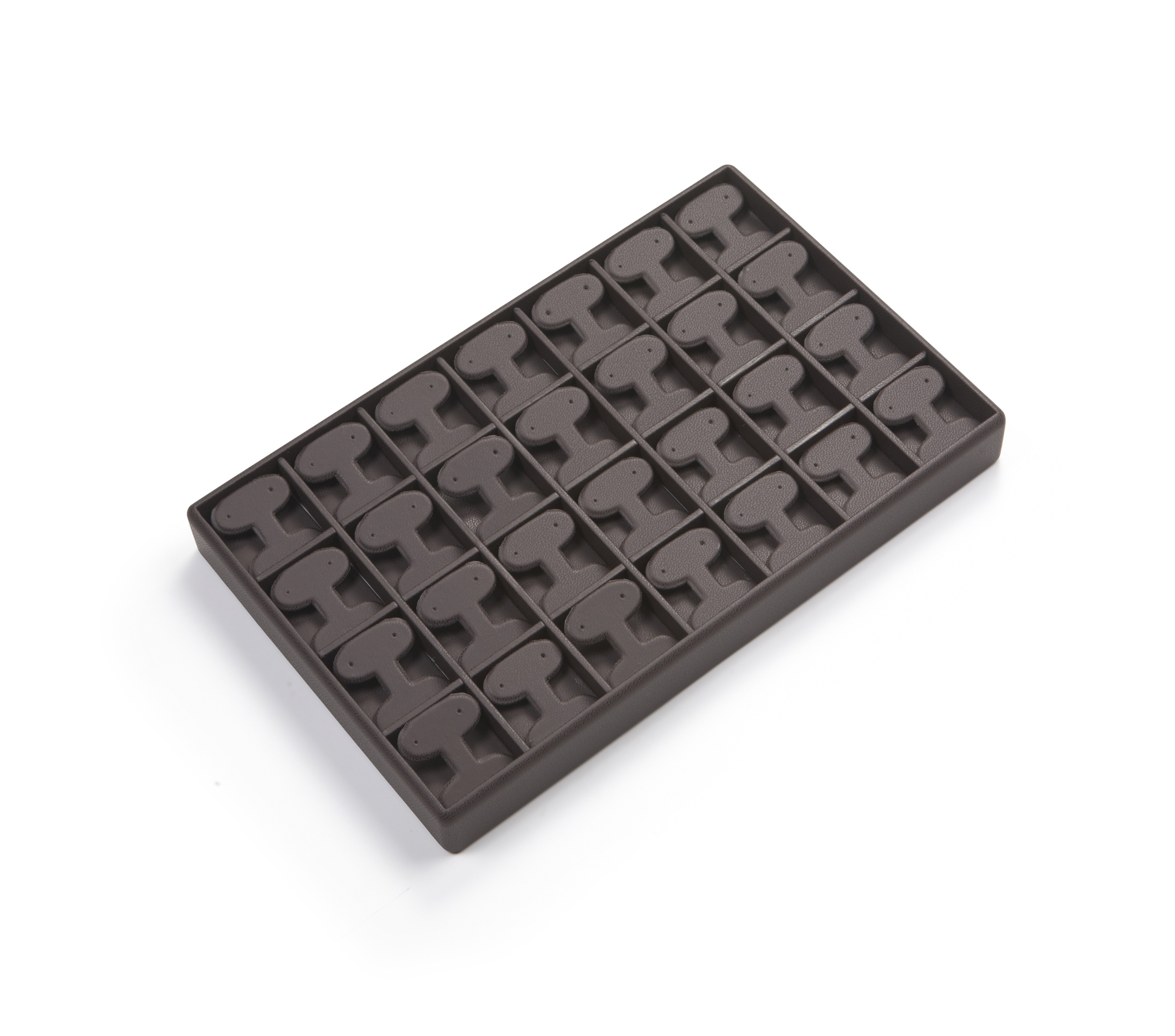 Chocolate Leatherette 28 Earring Tree Tray