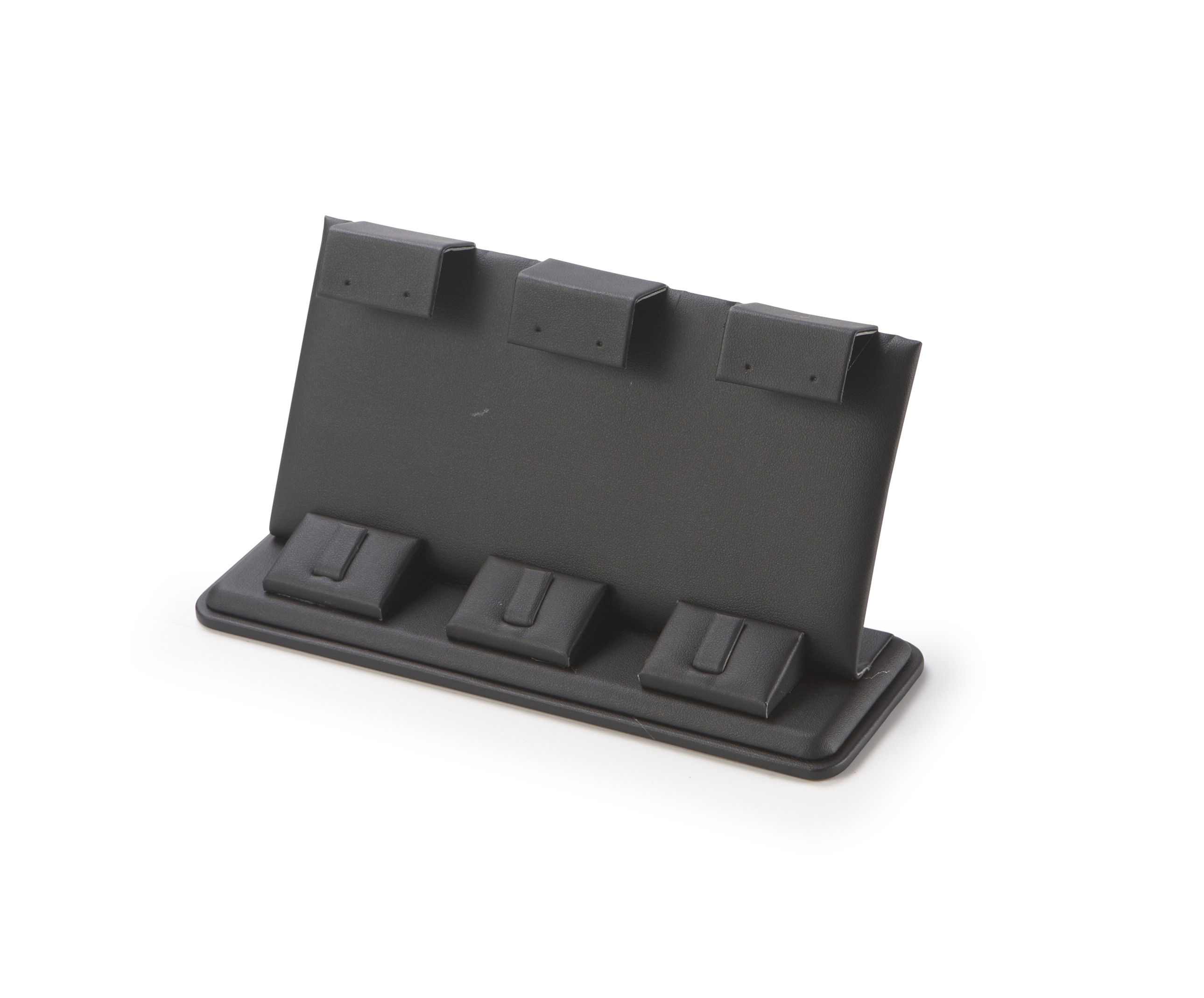 Black Leatherette 3 Pairs Earring/Ring Stand