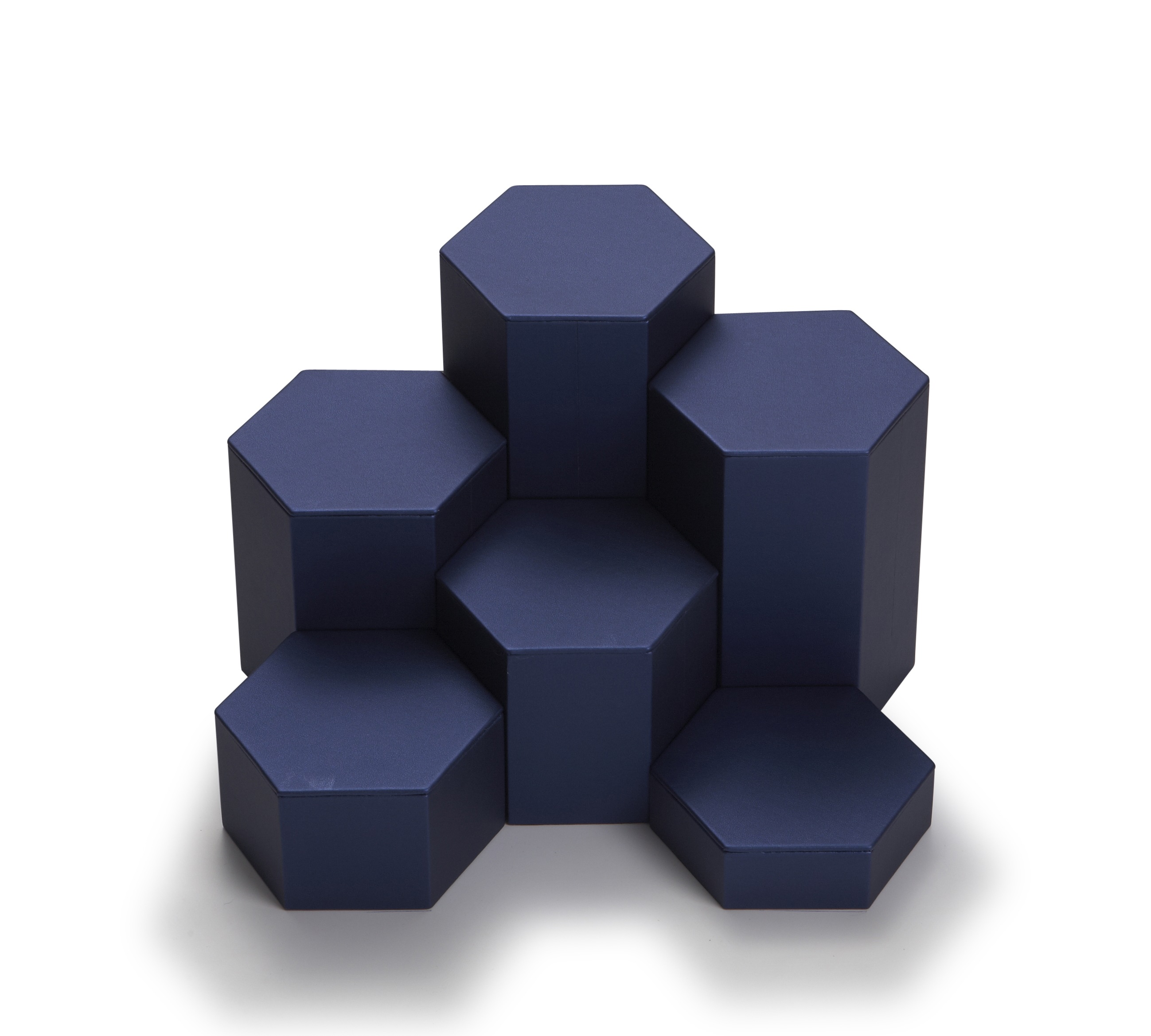 Navy Blue Leatherette 6 Pc Hexagonal Risers