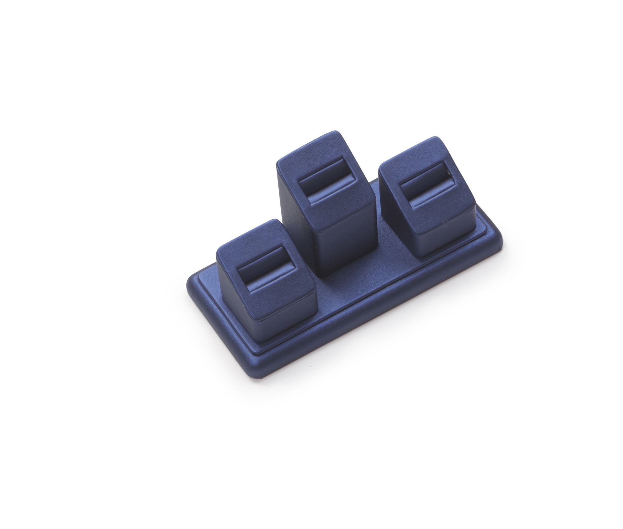 Navy Blue Leatherette 3 Ring Slot Stand