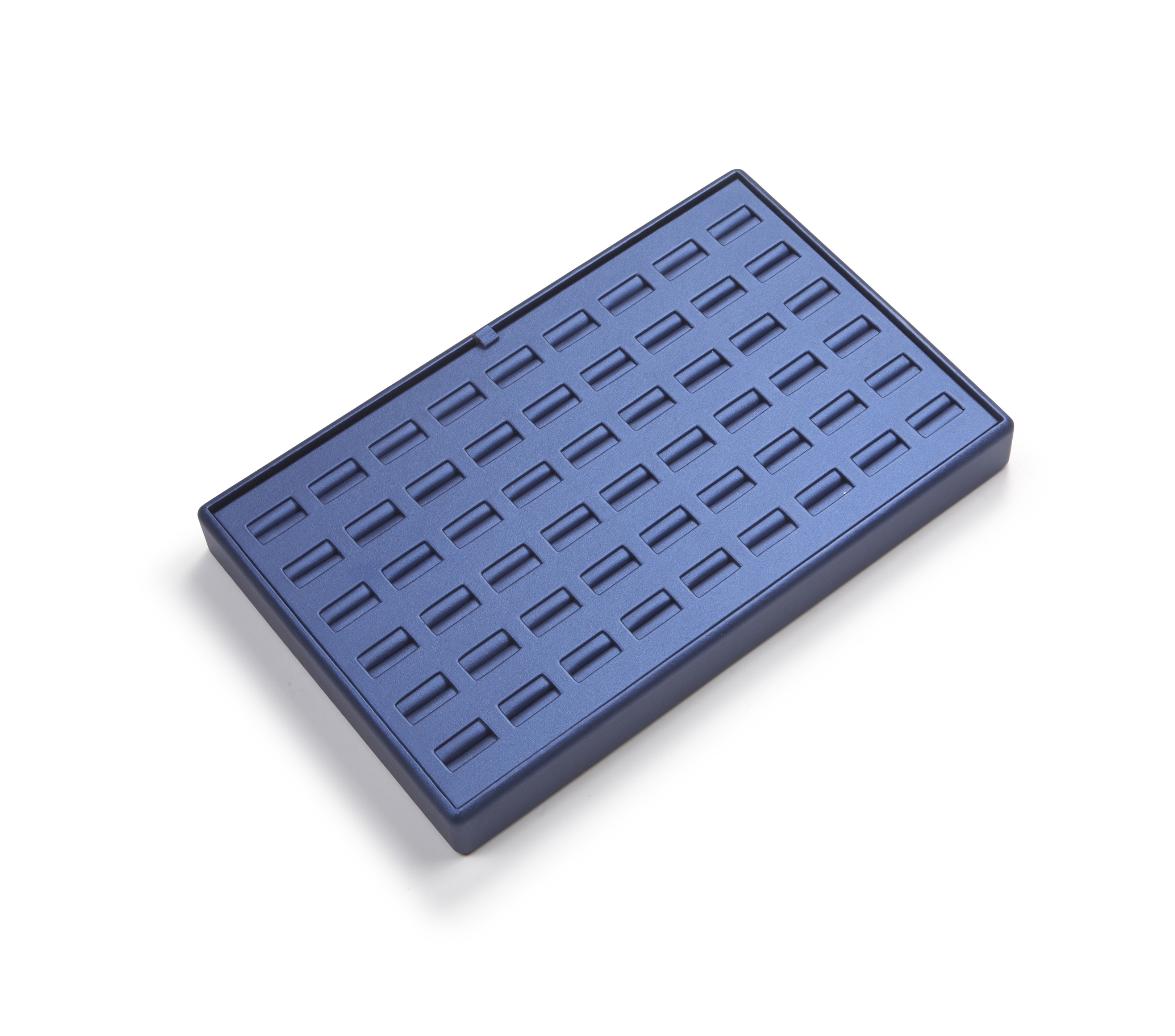 Navy Blue Leatherette 54 Ring Slot Tray