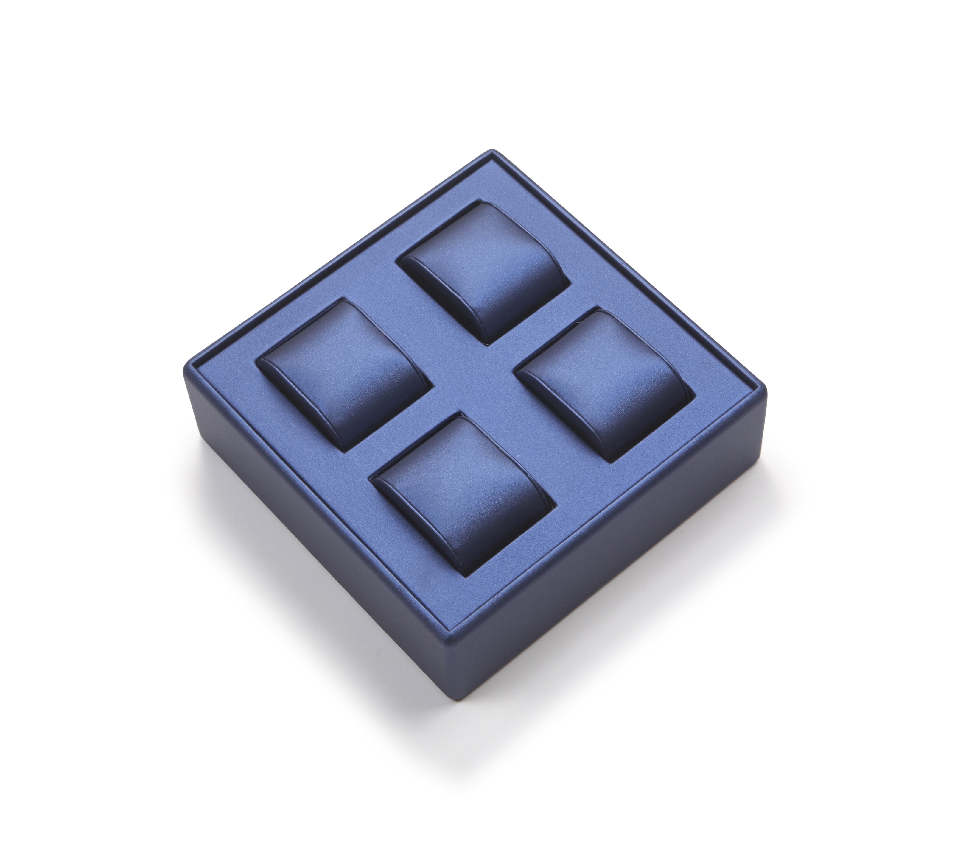 Navy Blue Leatherette 4 Watch Tray