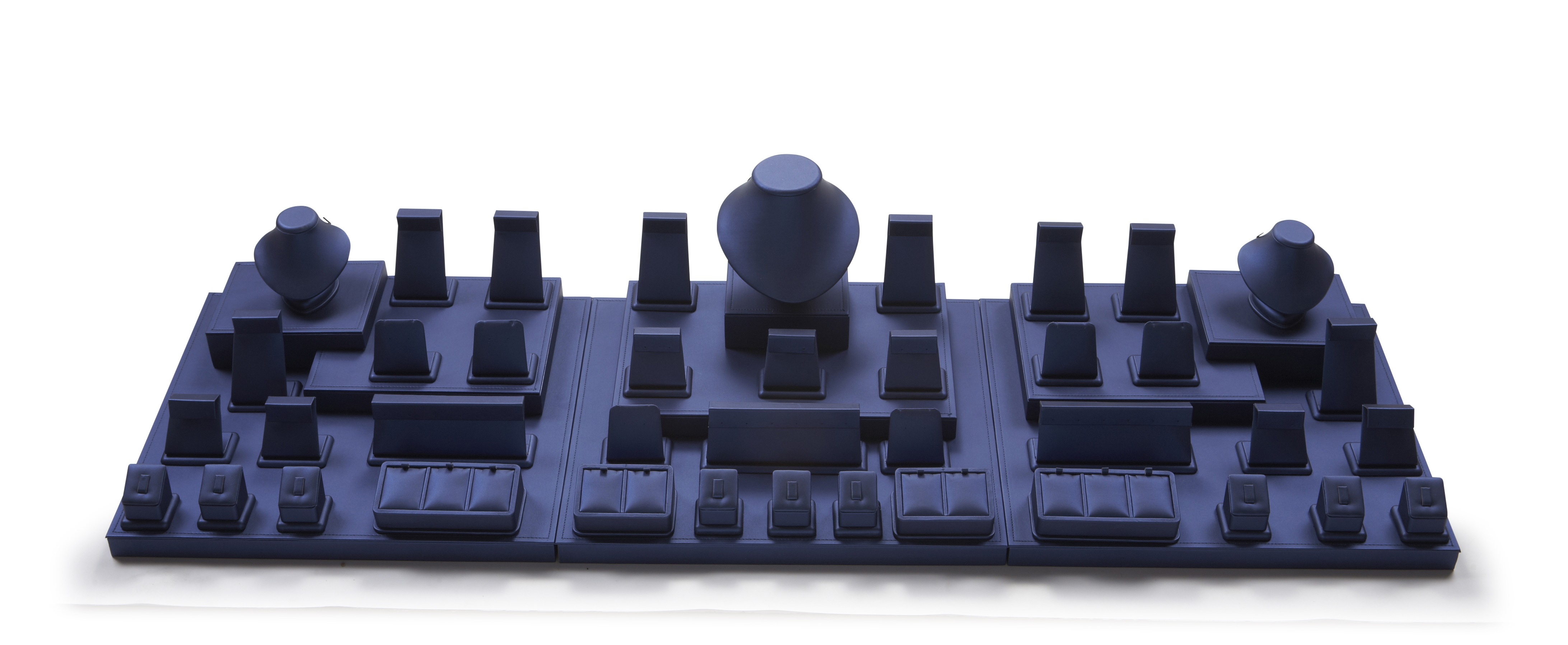 Navy Blue Leatherette Showcase Display Set