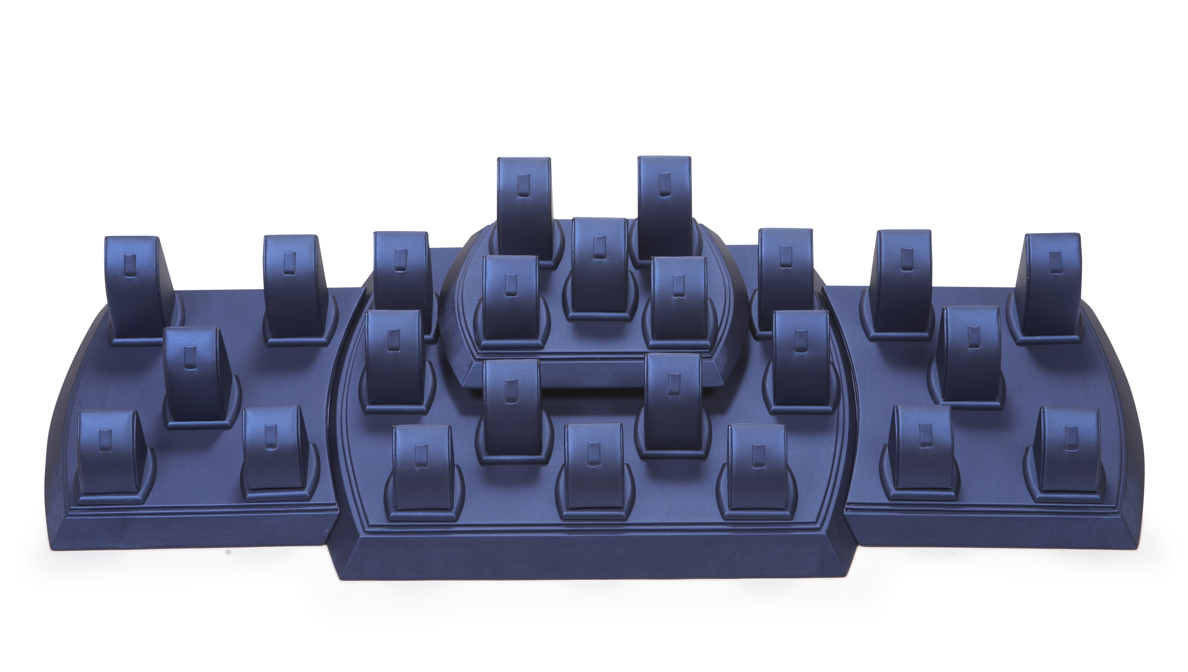 Navy Blue Leatherette Showcase Display Set