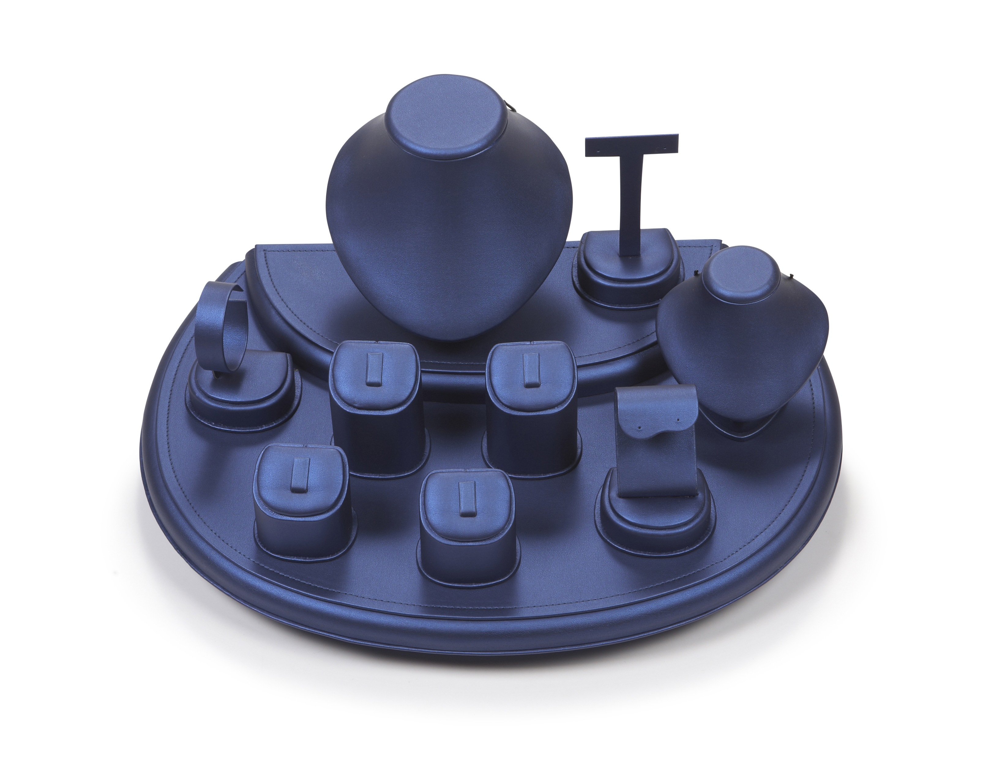 Navy Blue Leatherette Showcase Display Set