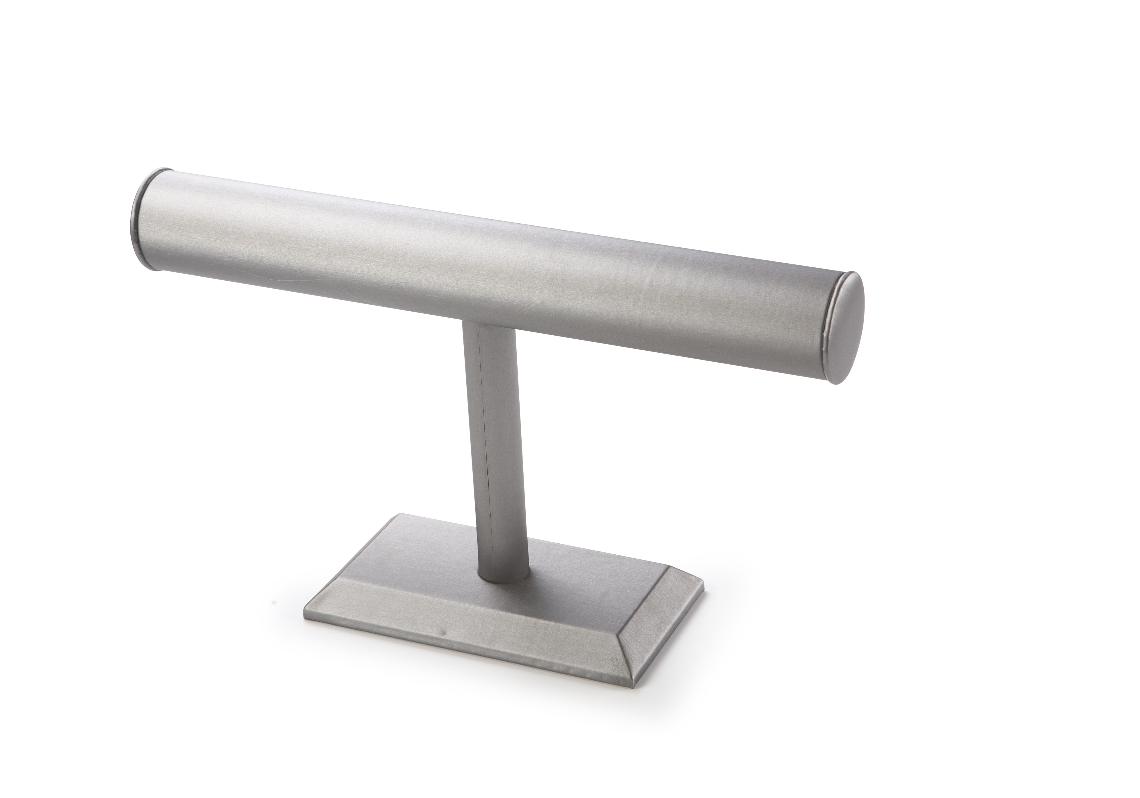 Silver Gray Leatherette Medium Bangle T-Bar