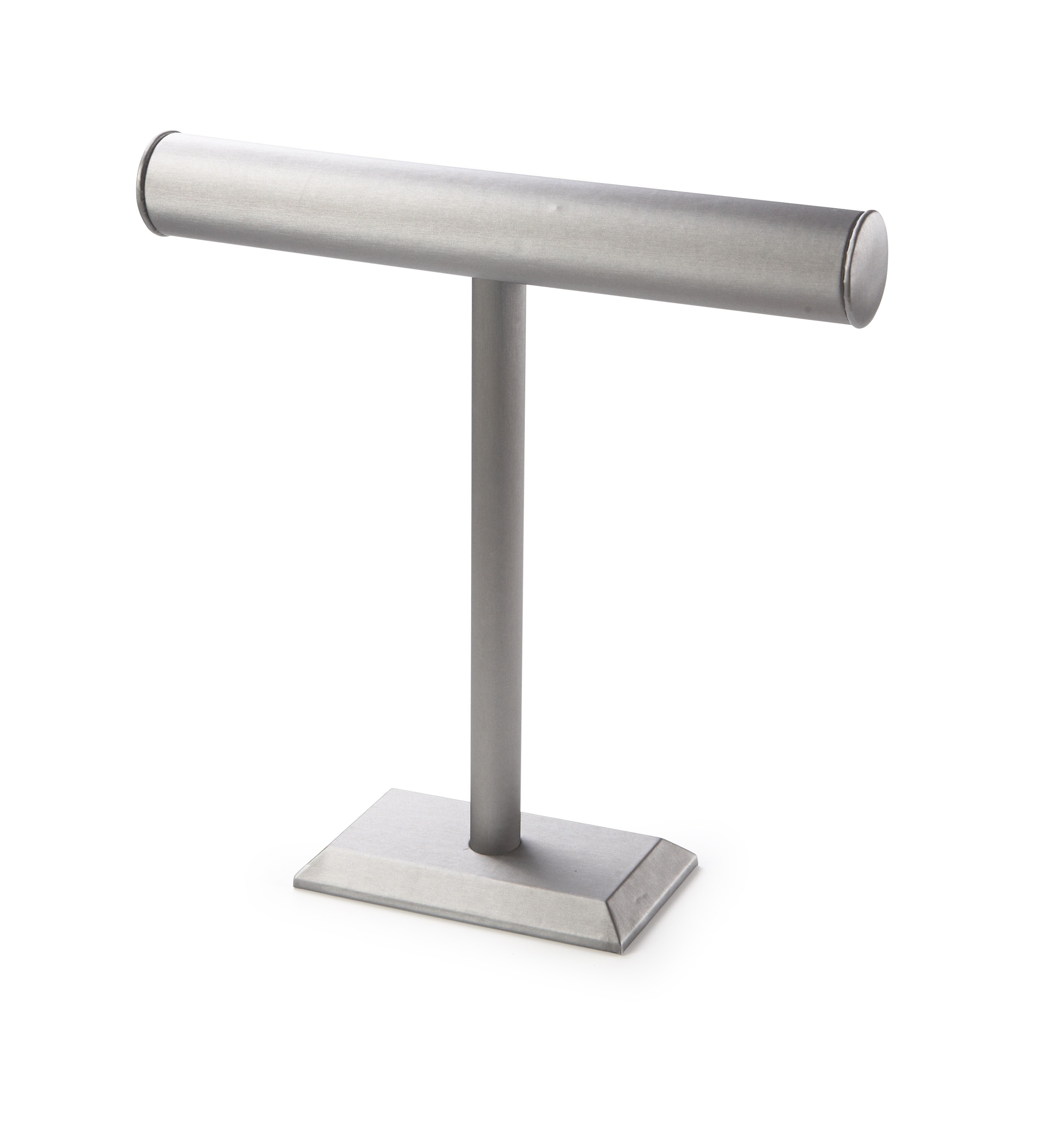 Silver Gray Leatherette Tall Bangle T-Bar