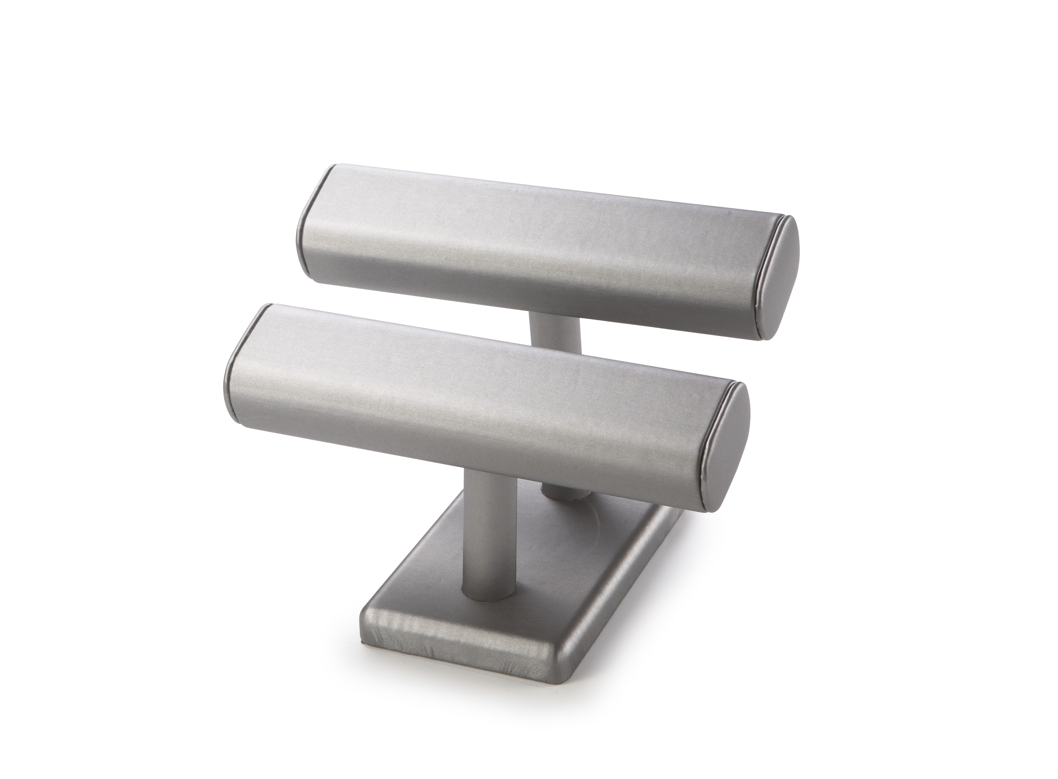 Silver Gray Leatherette Twin Watch T-Bar