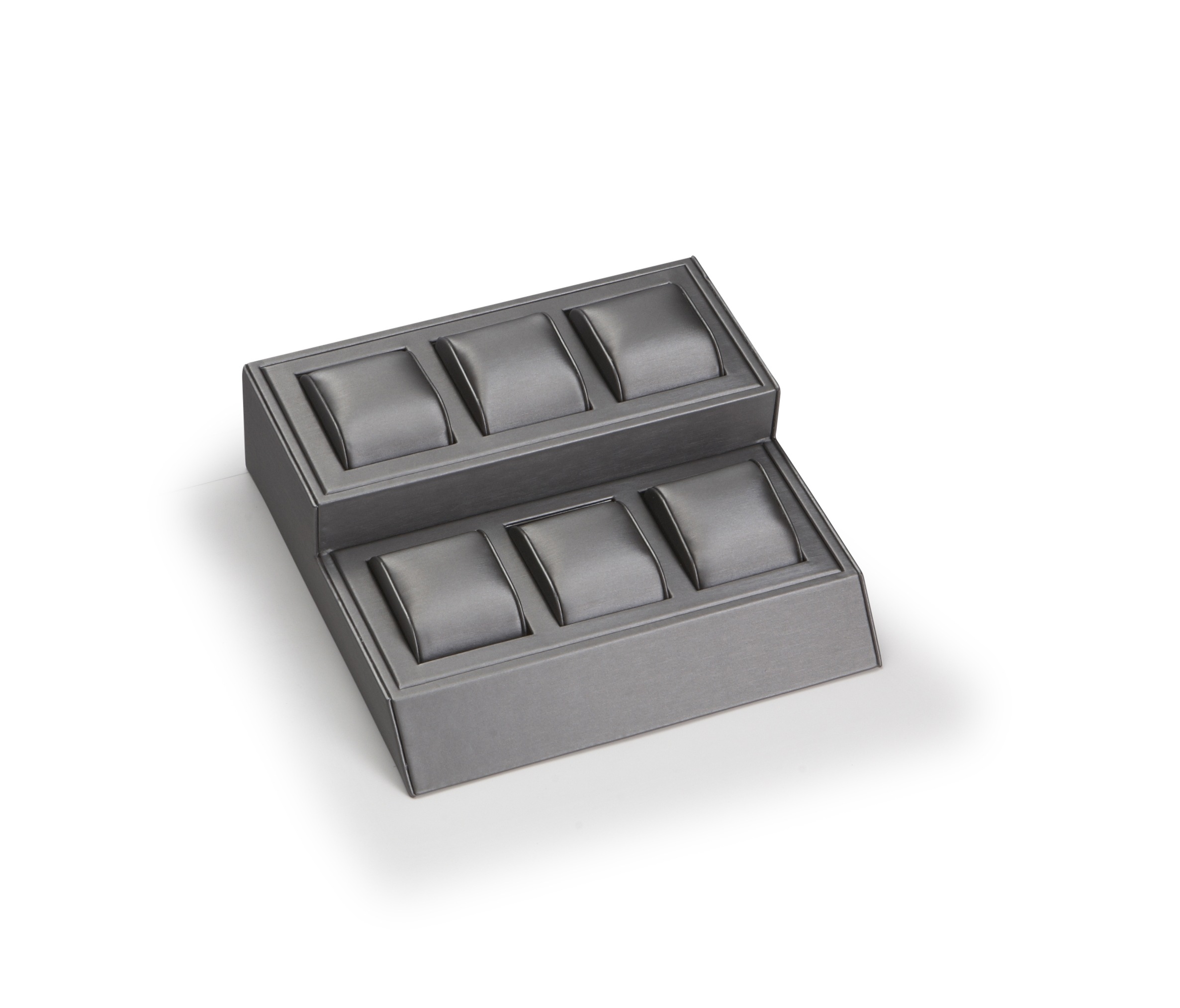 Silver Gray Leatherette 6 Watch Stand