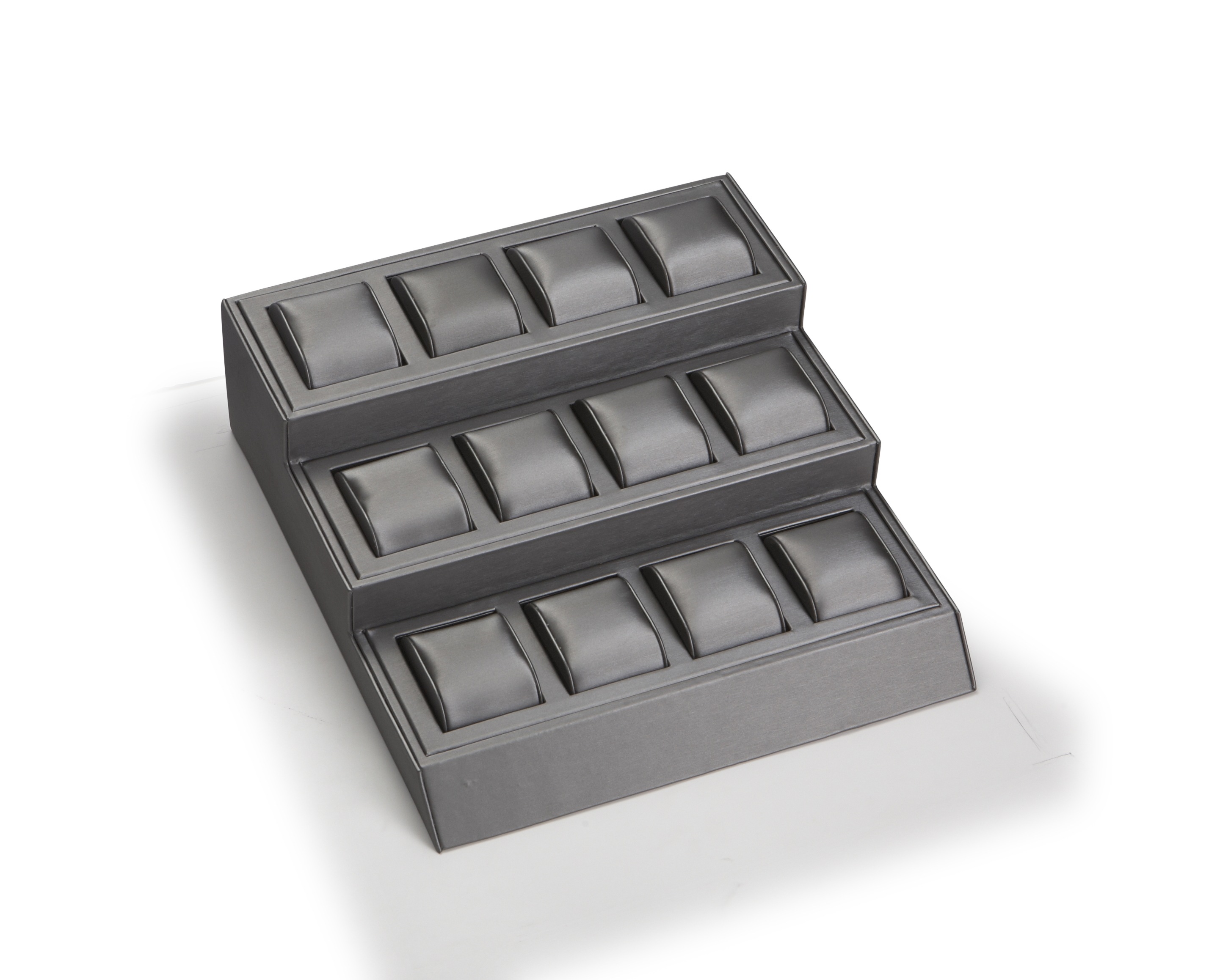 Silver Gray Leatherette 12 Watch Stand