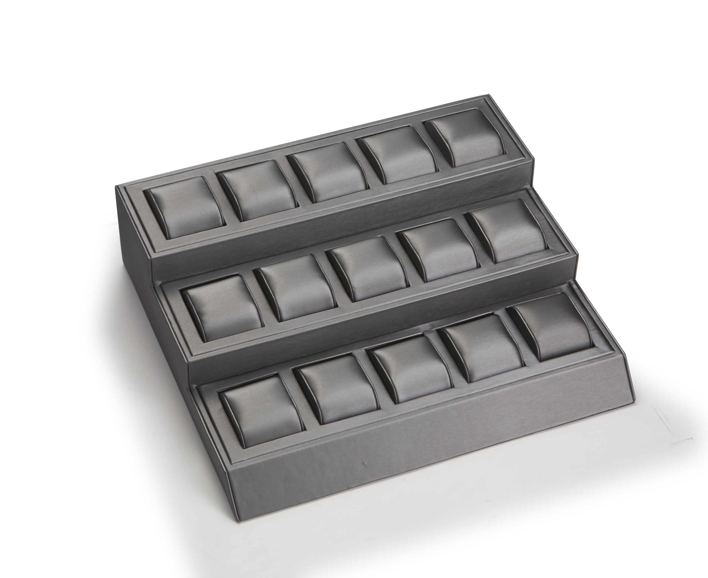 Silver Gray Leatherette 15 Watch Stand