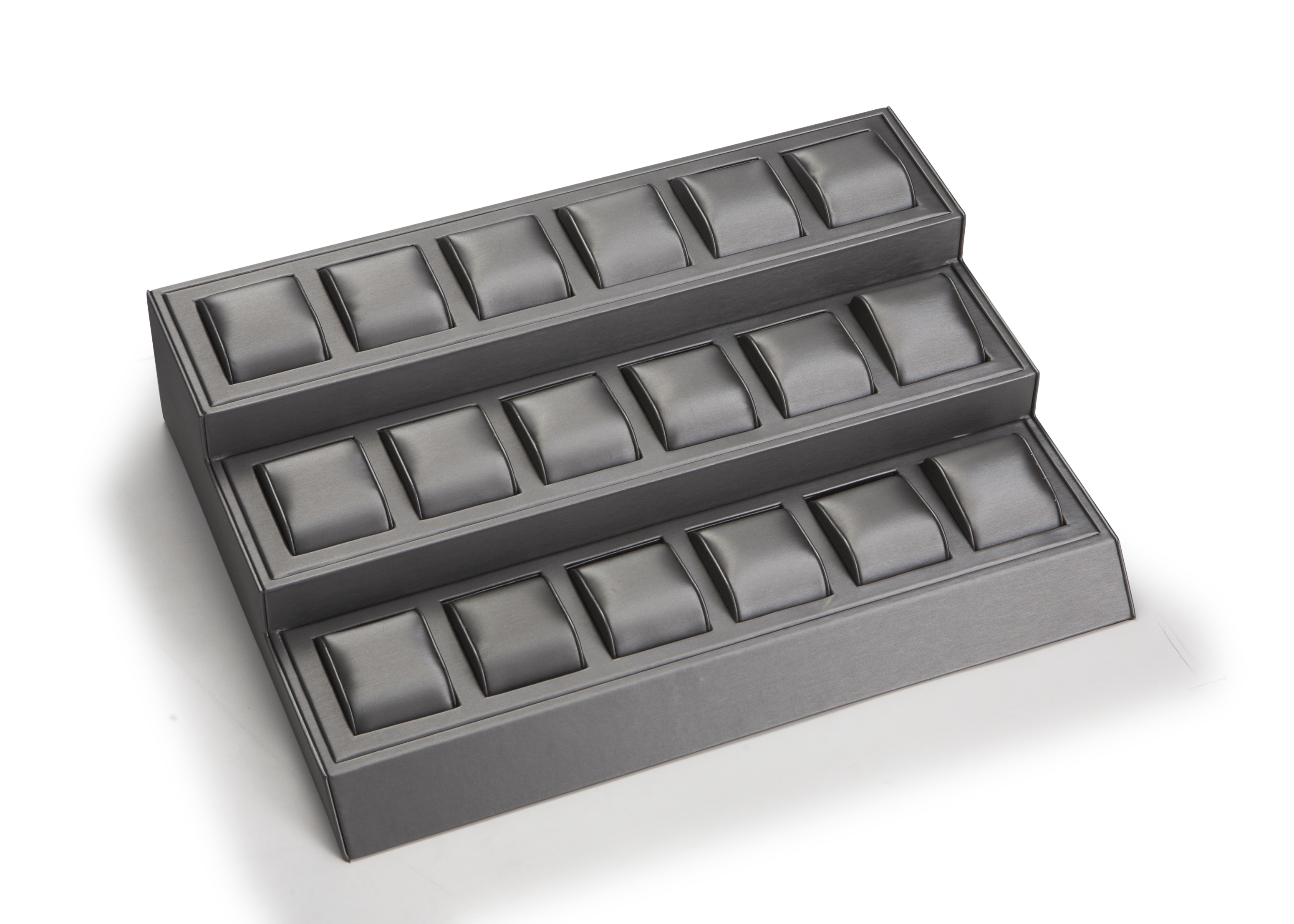 Silver Gray Leatherette 18 Watch Stand