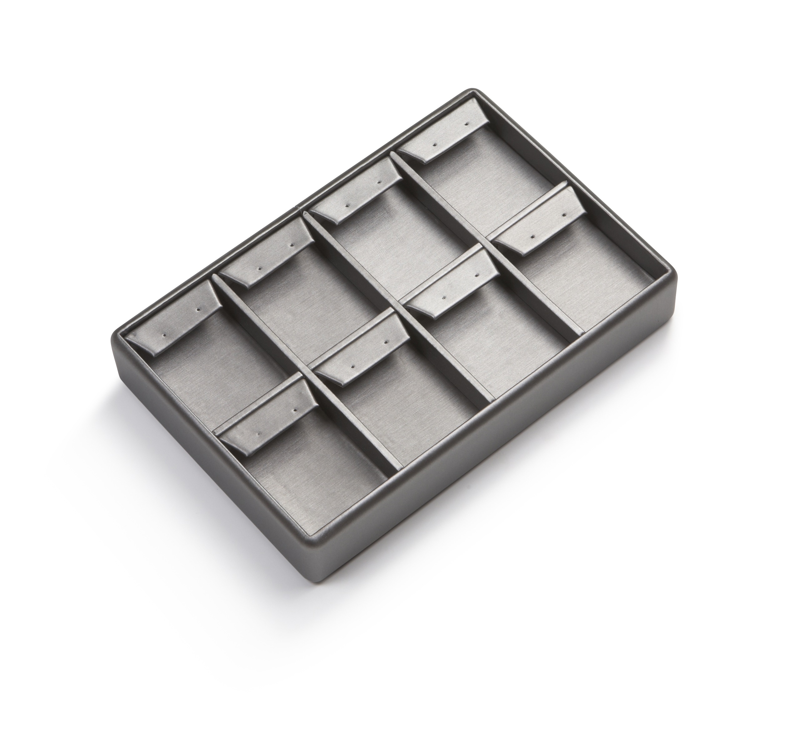 Silver Gray Leatherette 8 Earring Tray