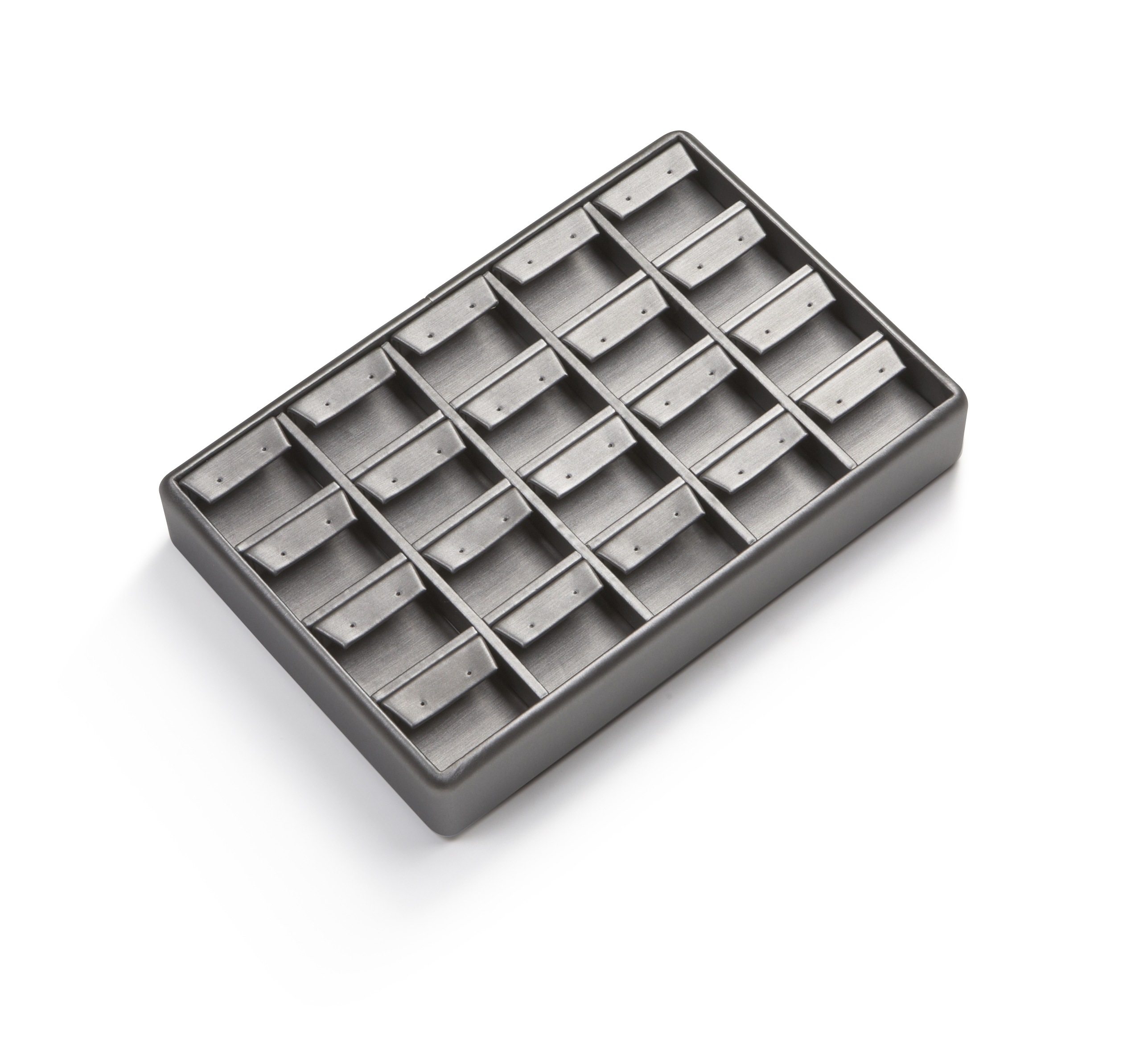 Silver Gray Leatherette 20 Earring Tray