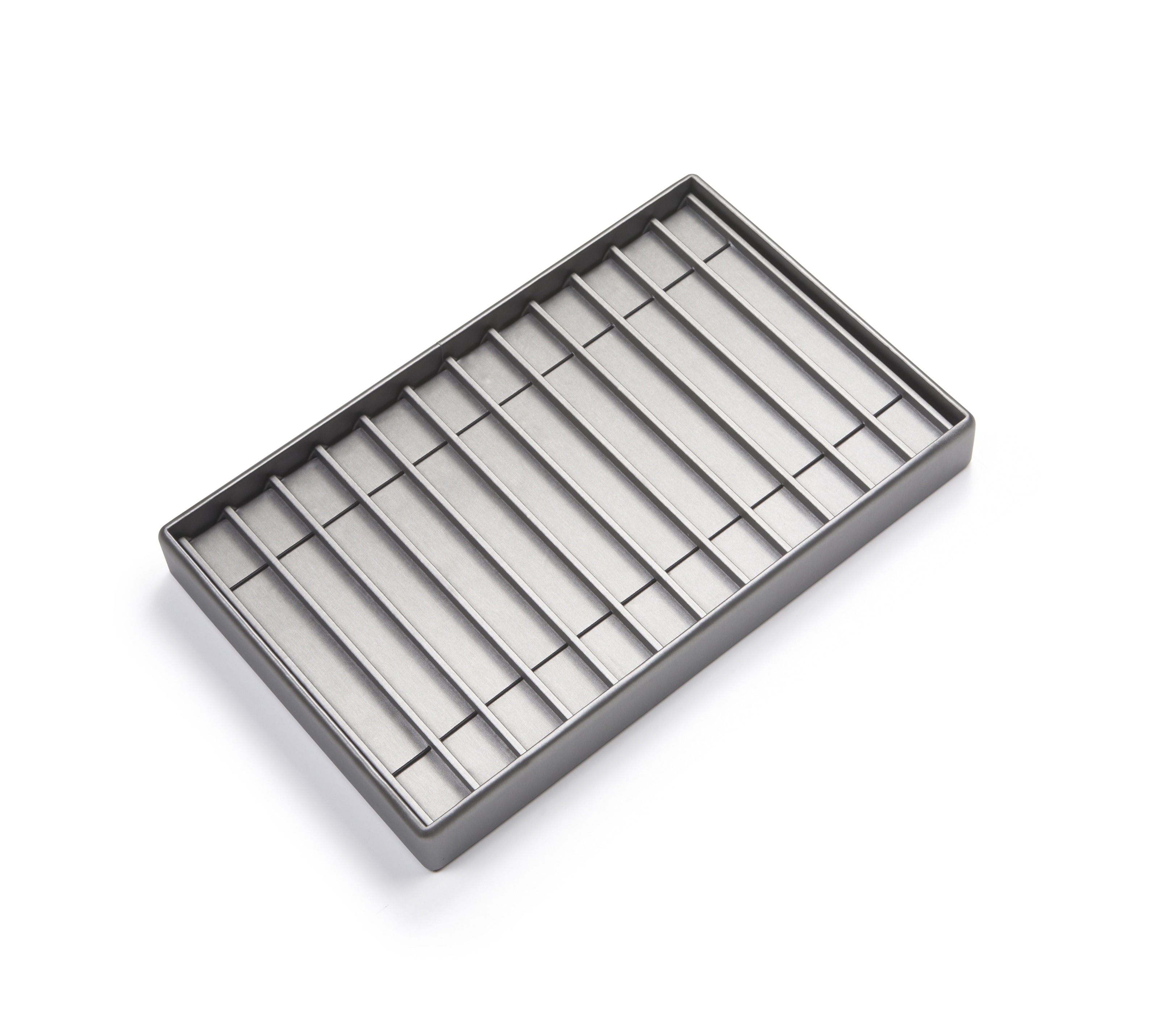 Silver Gray Leatherette 12 Bracelet Tray