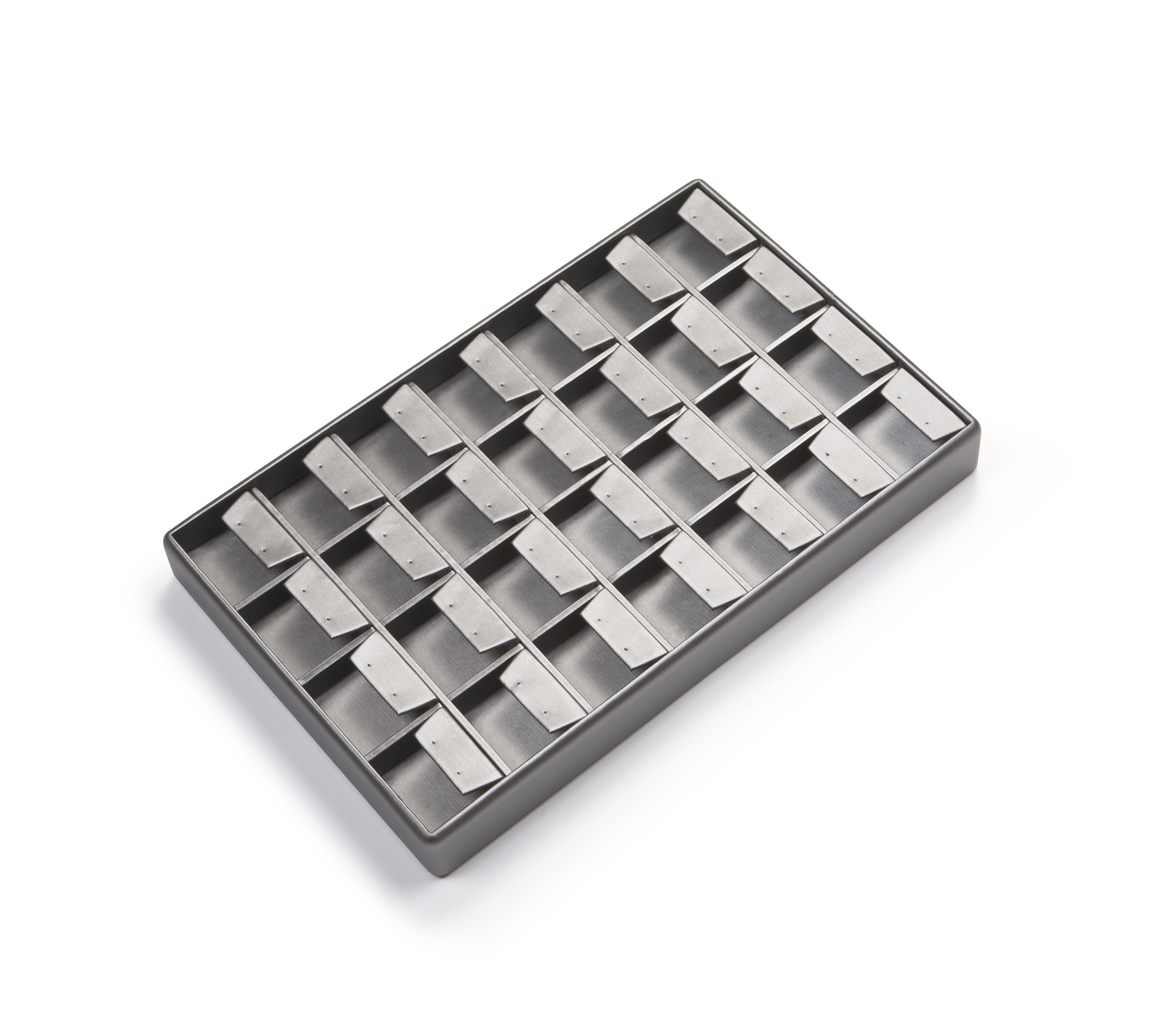 Silver Gray Leatherette 28 Earring Tray