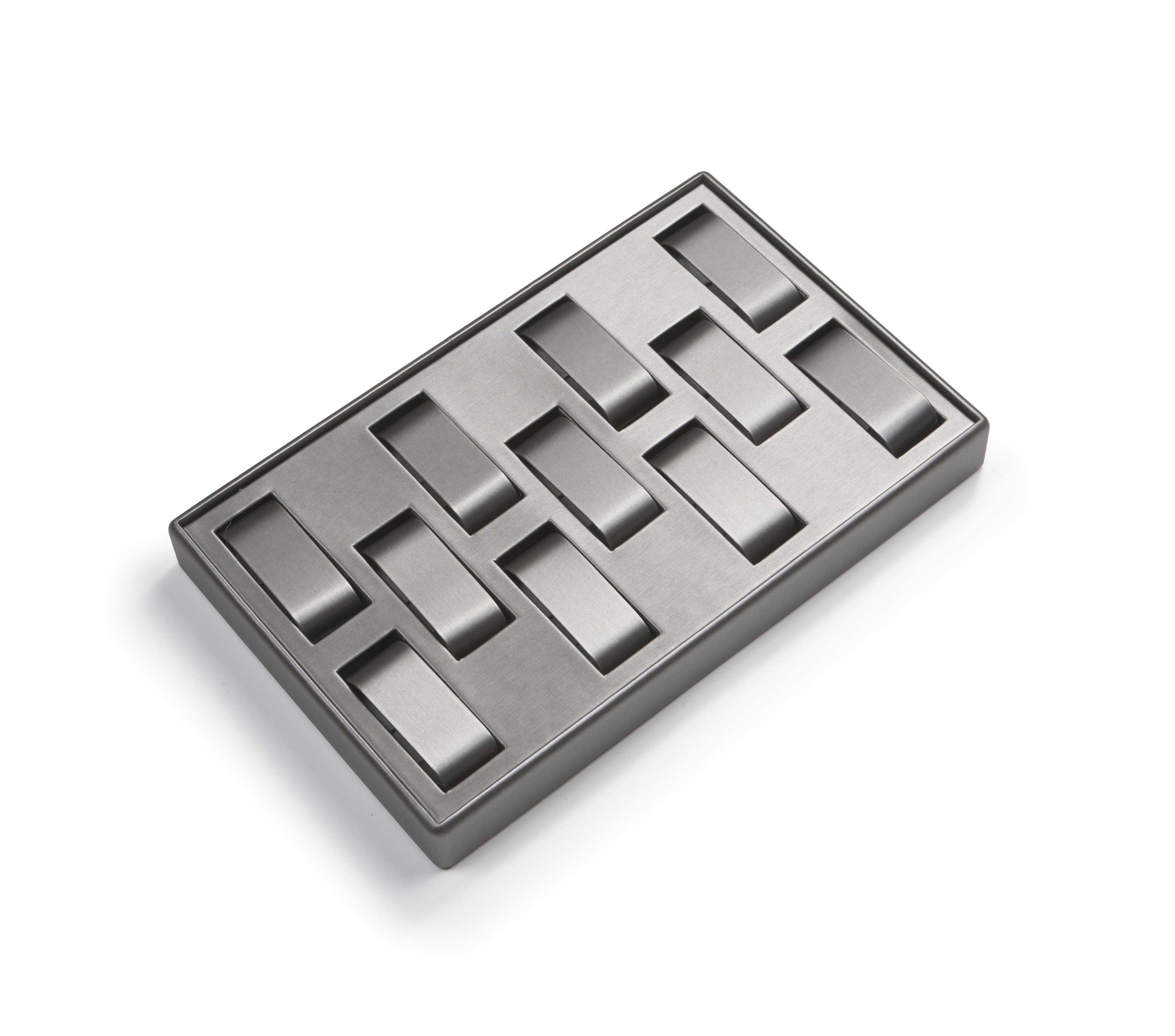 Silver Gray Leatherette 11 Watch Tray