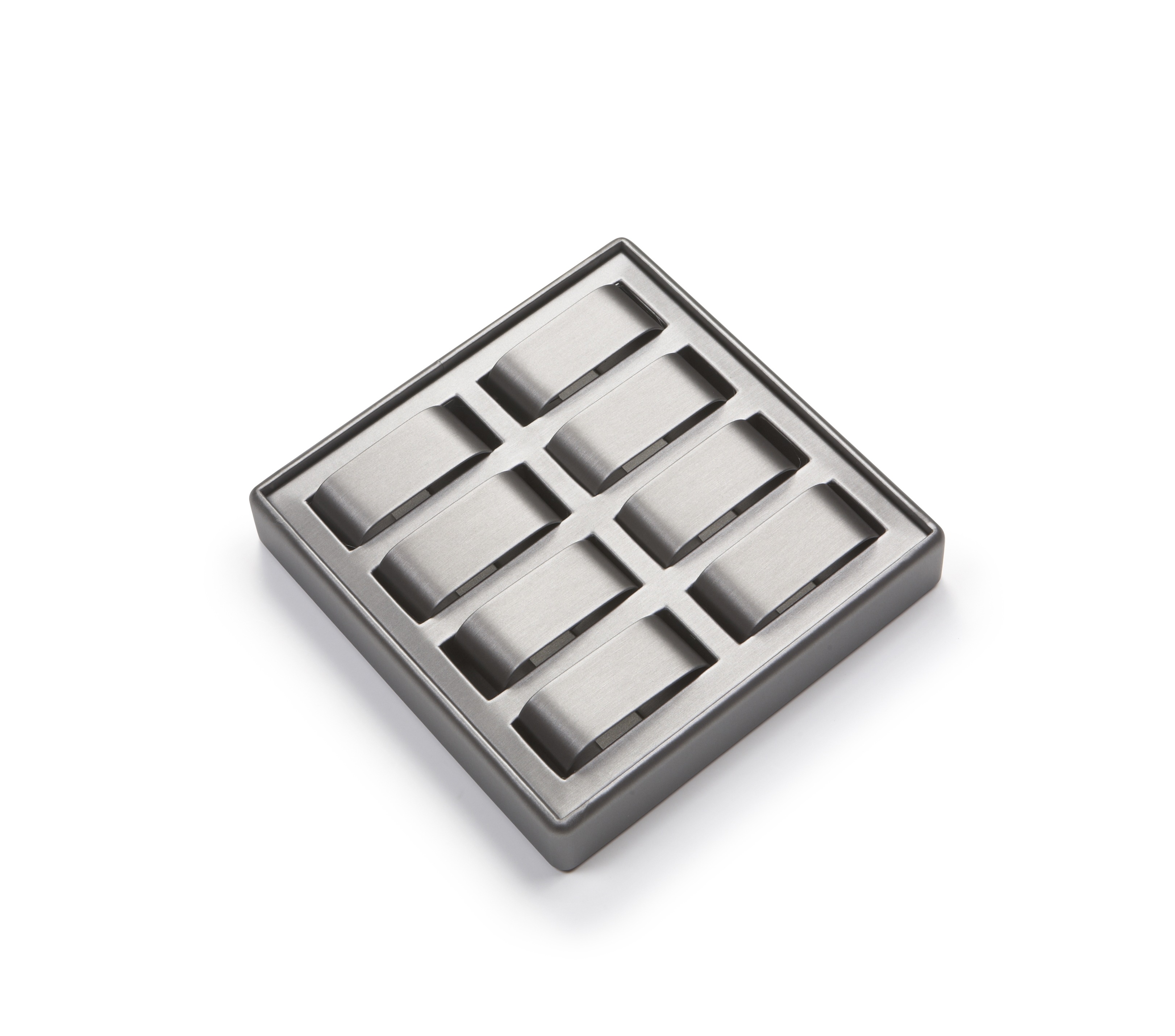 Silver Gray Leatherette 8 Watch Tray