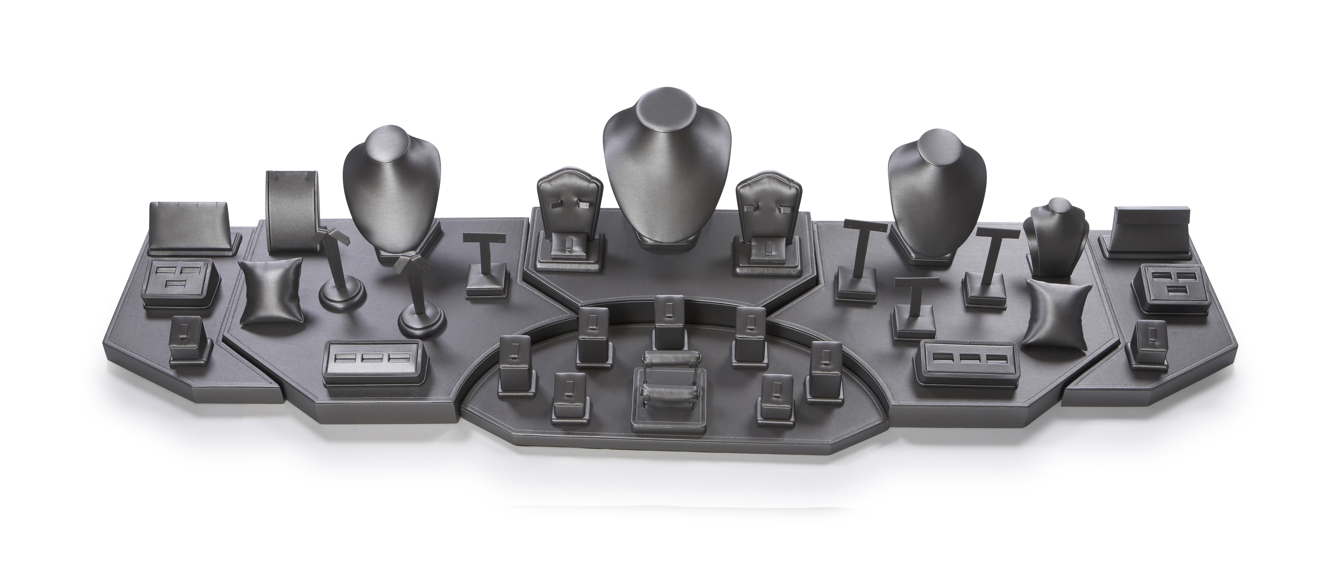 Silver Gray Leatherette 5' Showcase Display Set