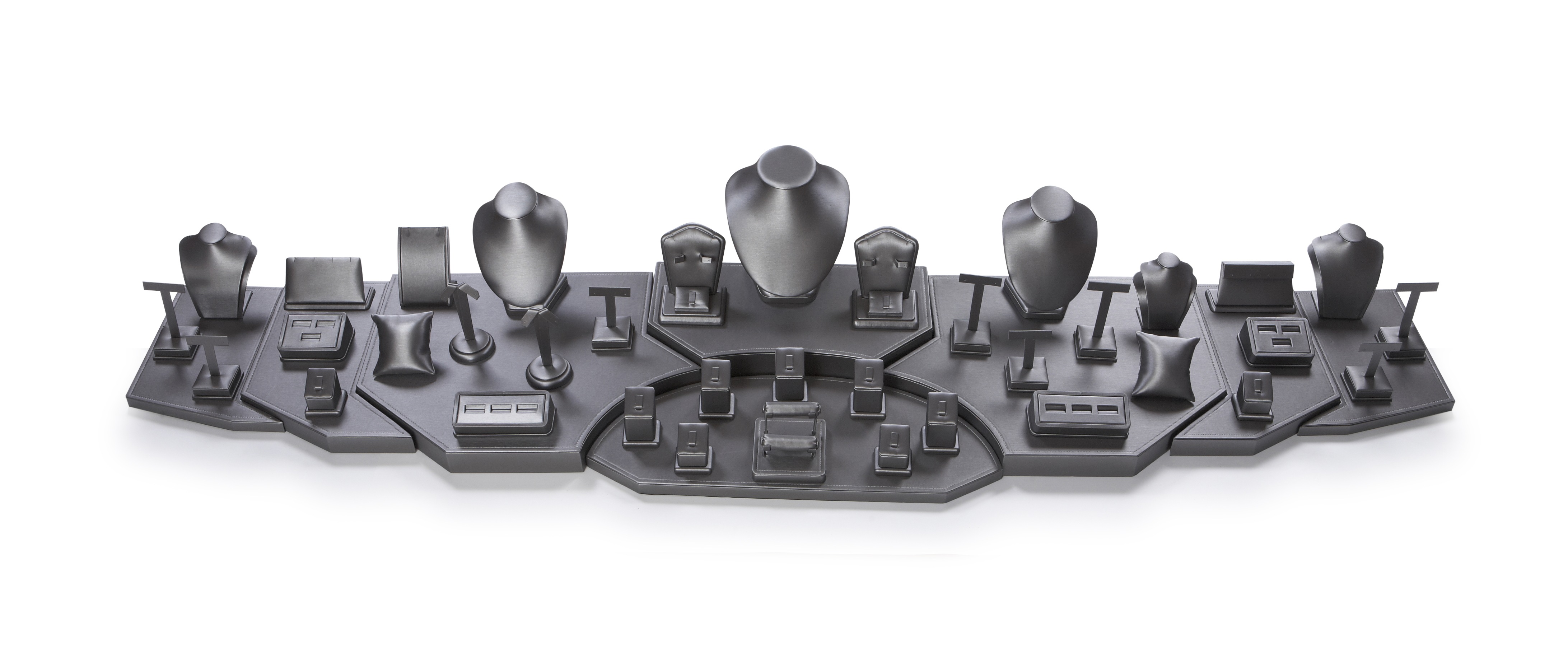 Silver Gray Leatherette 6' Showcase Display Set