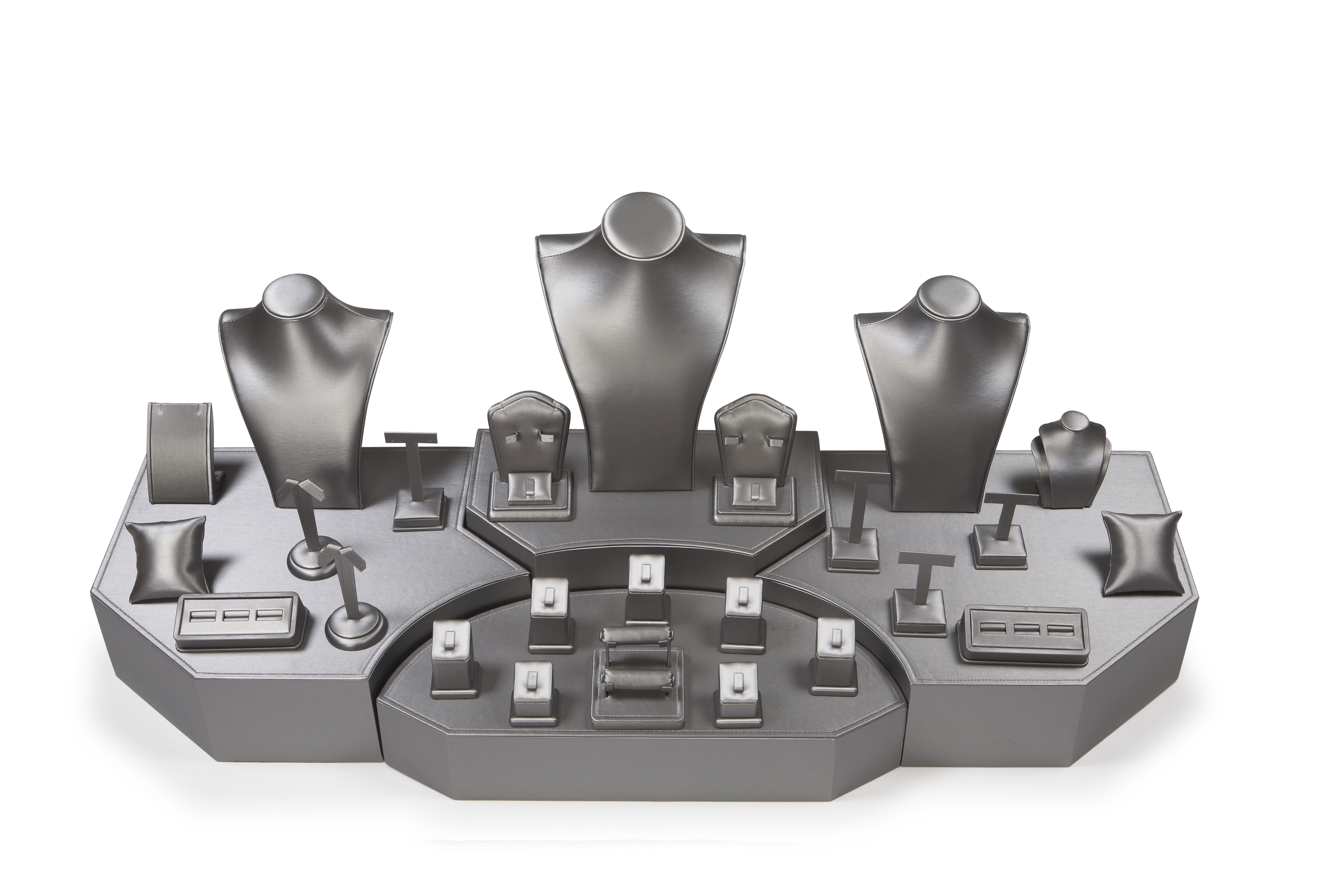 Silver Gray Leatherette Window Display Set