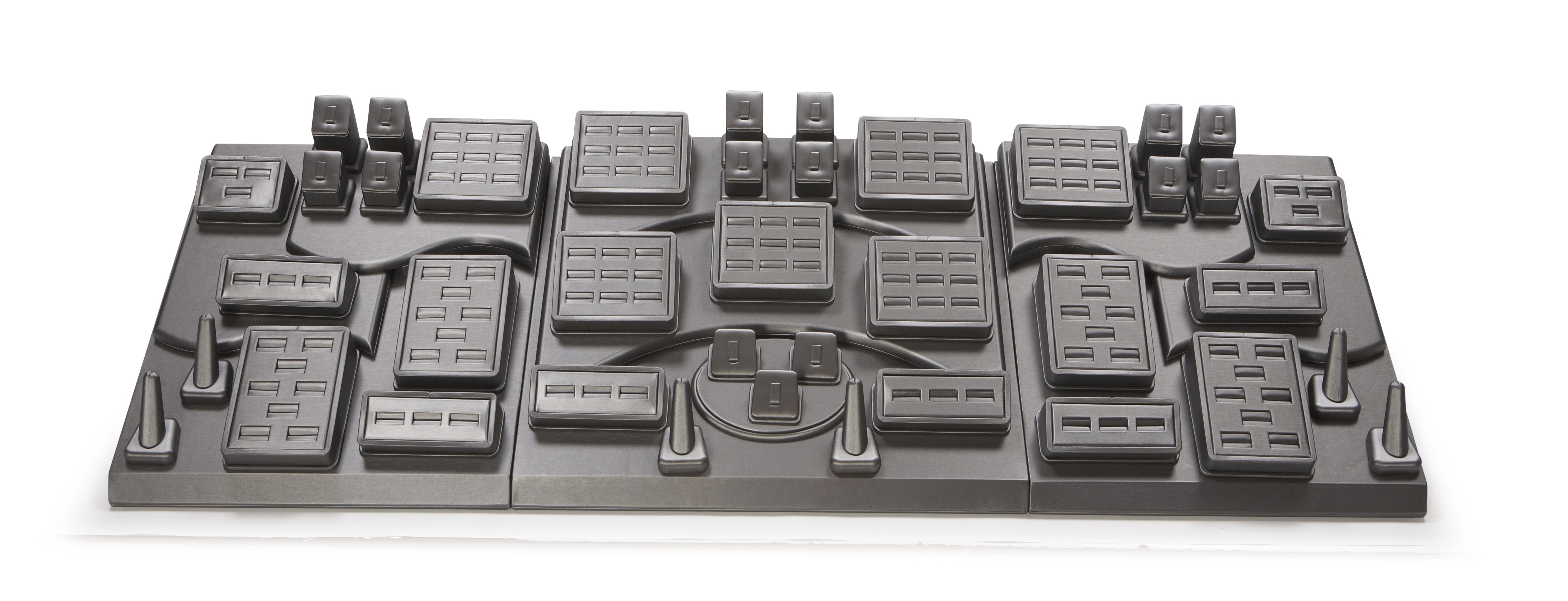 Silver Gray Leatherette Showcase Display Set