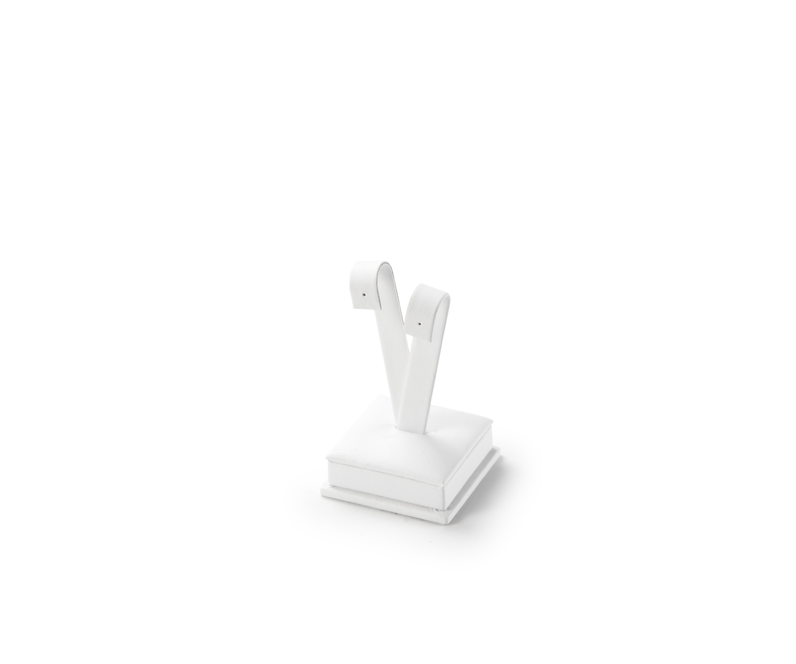 White Leatherette Short Earring Stand