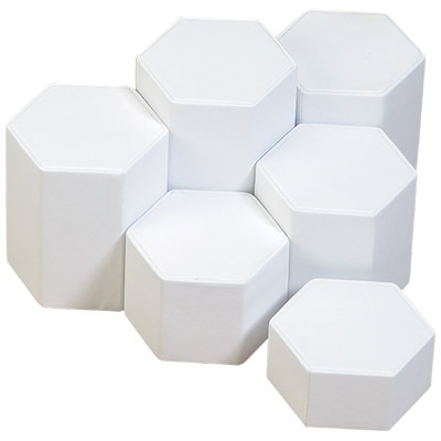 White Leatherette 6 Pc Hexagon Risers