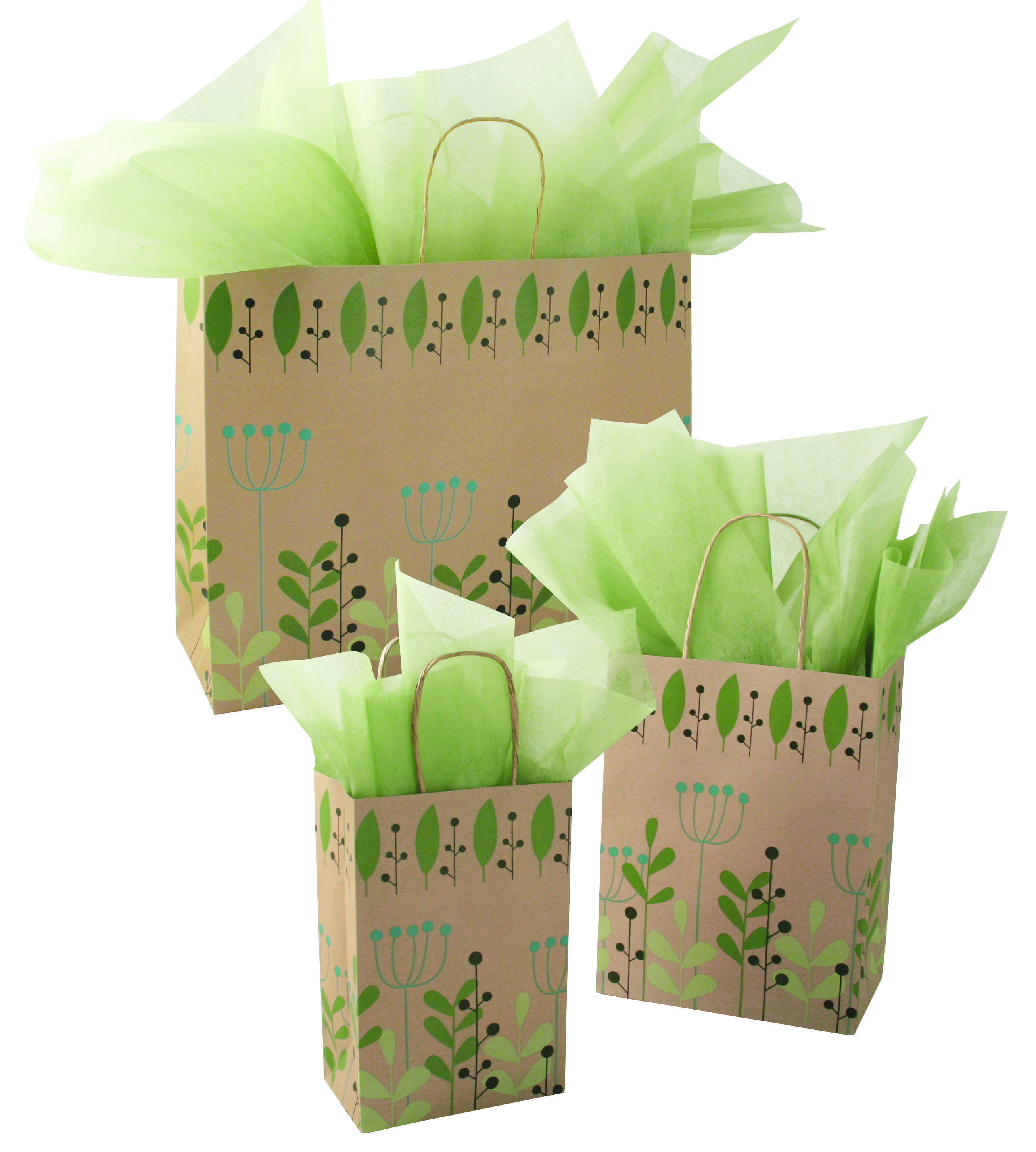 Leaves and Berries Kraft Paper Bags