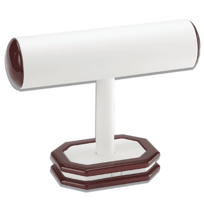 White Leatherette/Mahogany Wood Bangle Bar Display