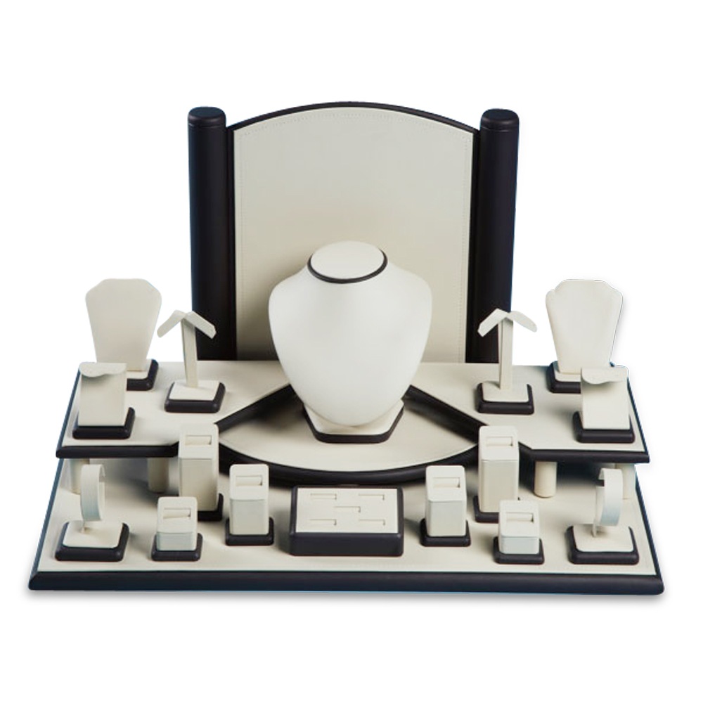 Chocolate/Beige Leatherette Showcase Displays