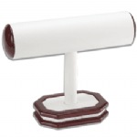 White Leatherette/Mahogany Wood Bangle Bar Display